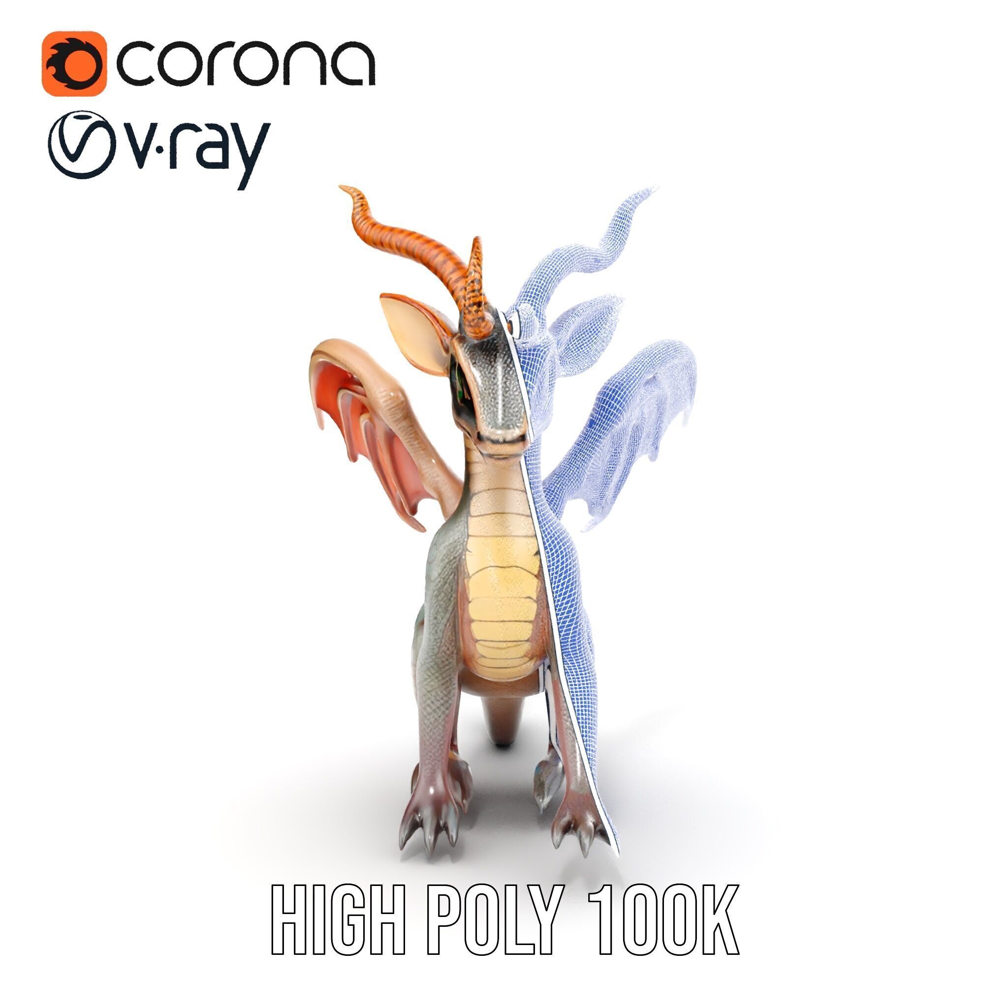 Dragon Creature Model Pack with PBR Textures Low-poly 3D model_38