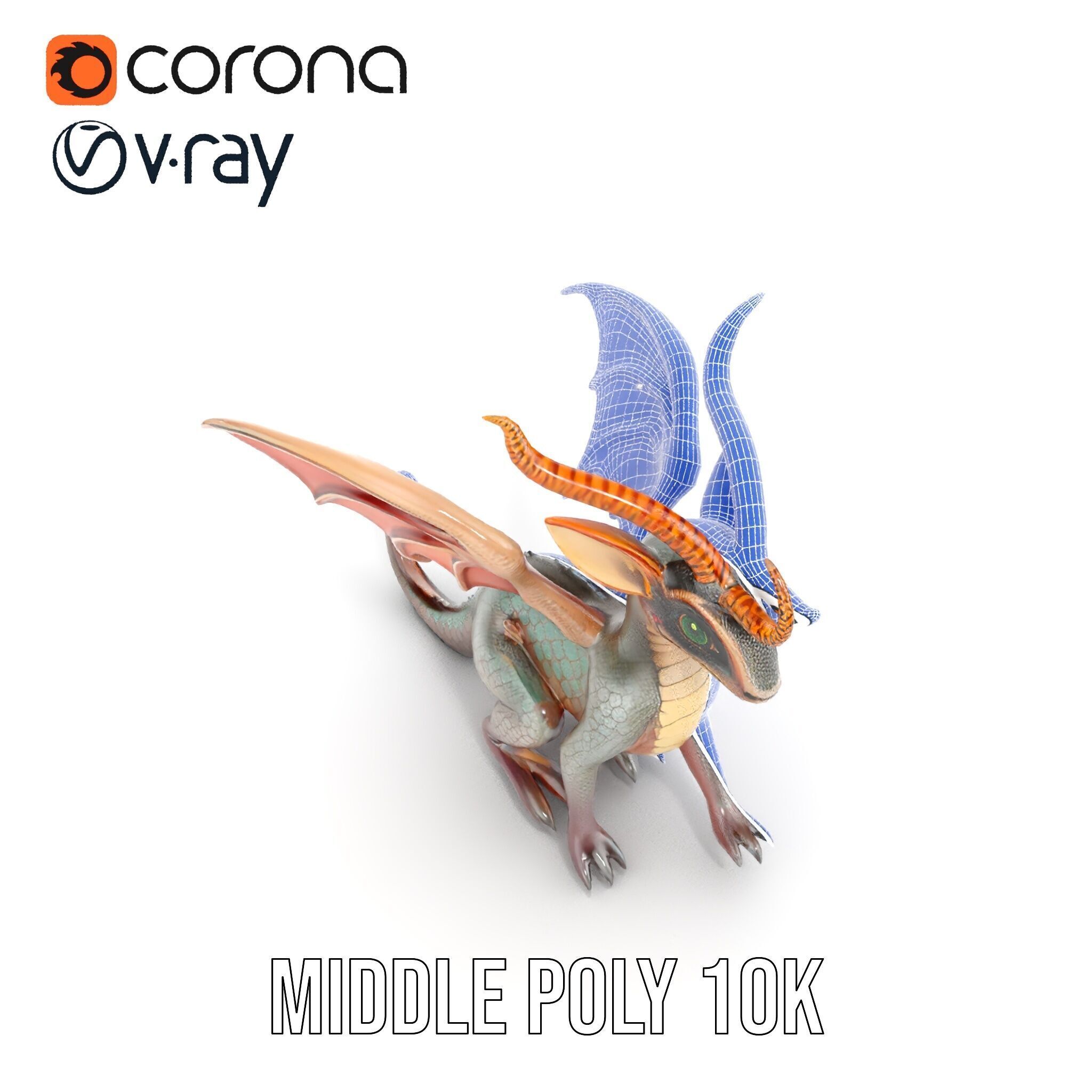Dragon Creature Model Pack with PBR Textures Low-poly 3D model_15