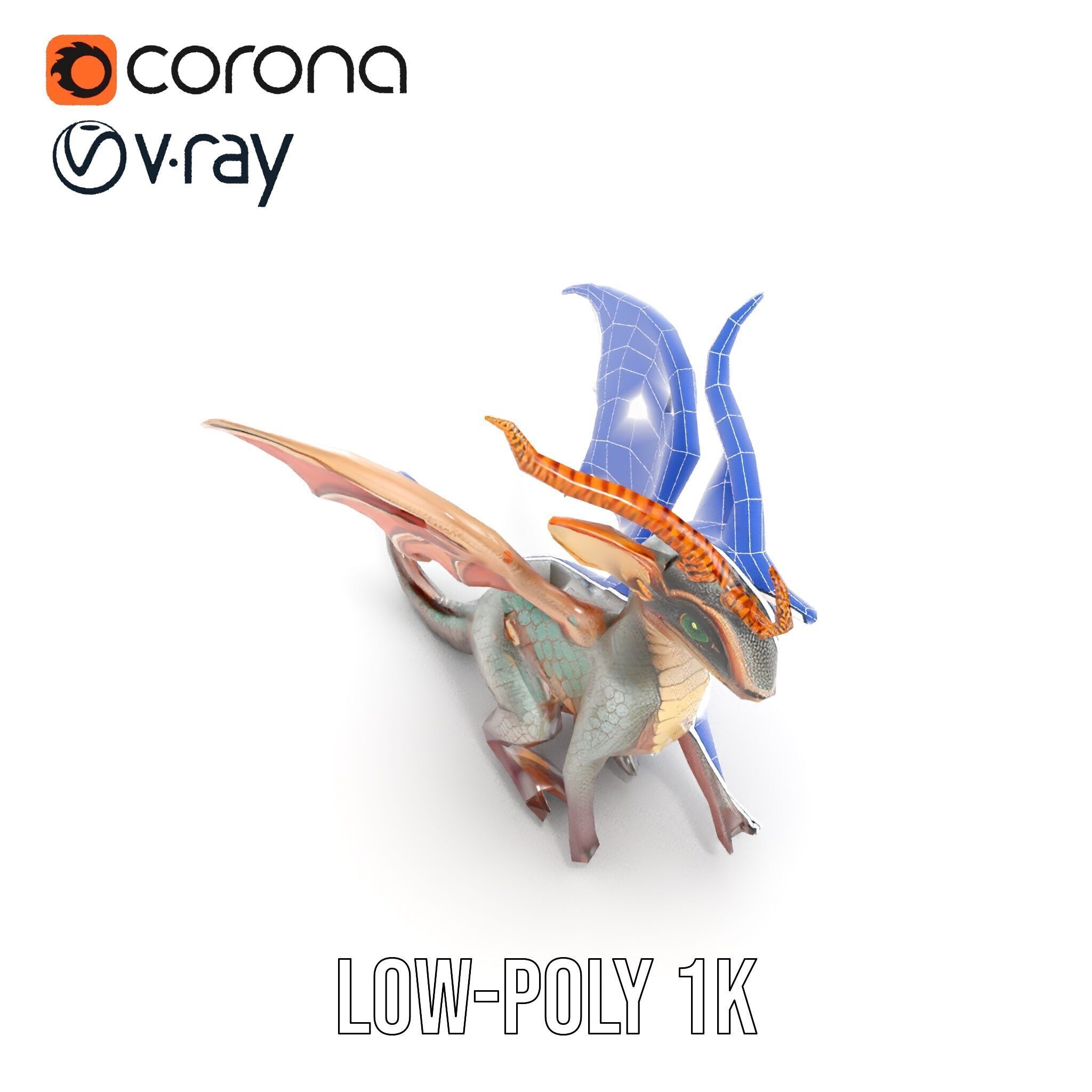 Dragon Creature Model Pack with PBR Textures Low-poly 3D model_23