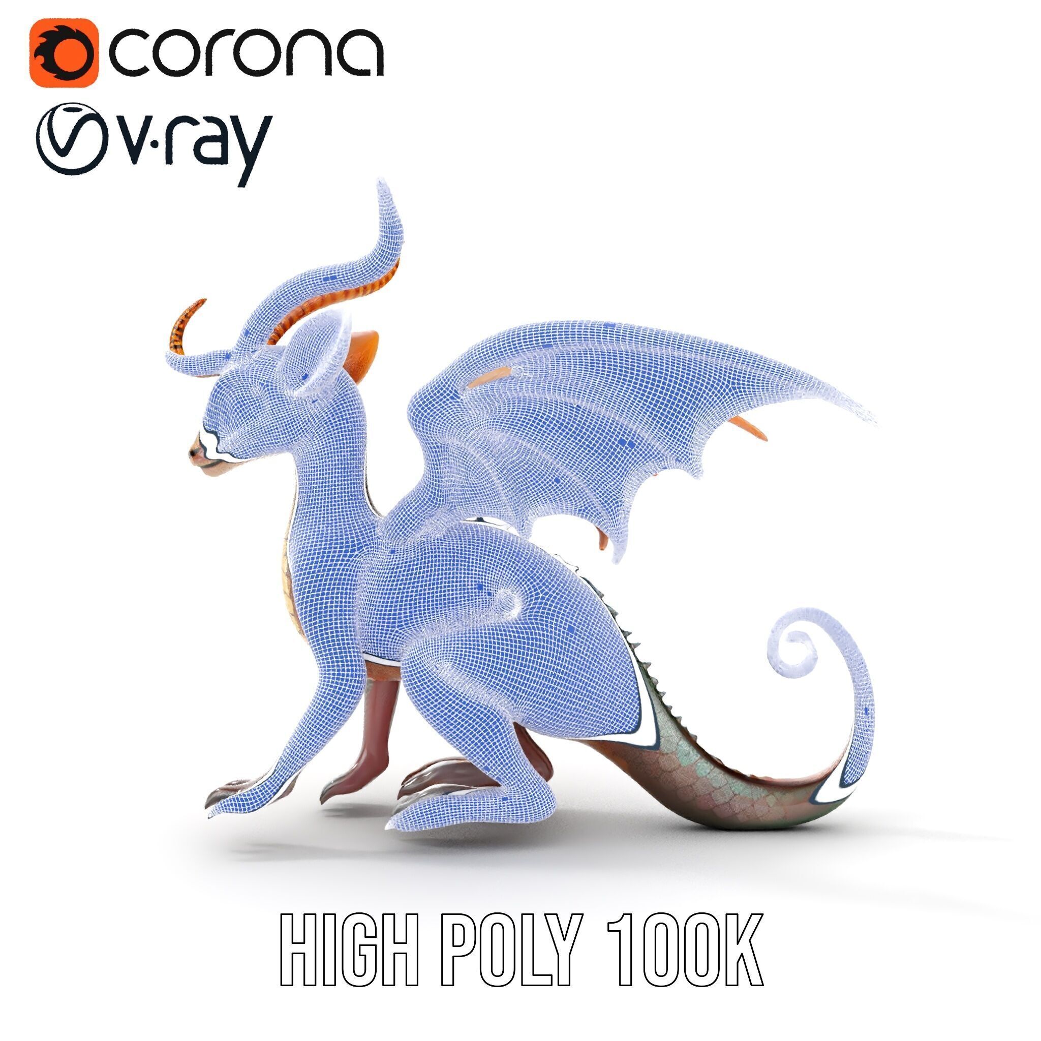 Dragon Creature Model Pack with PBR Textures Low-poly 3D model_37