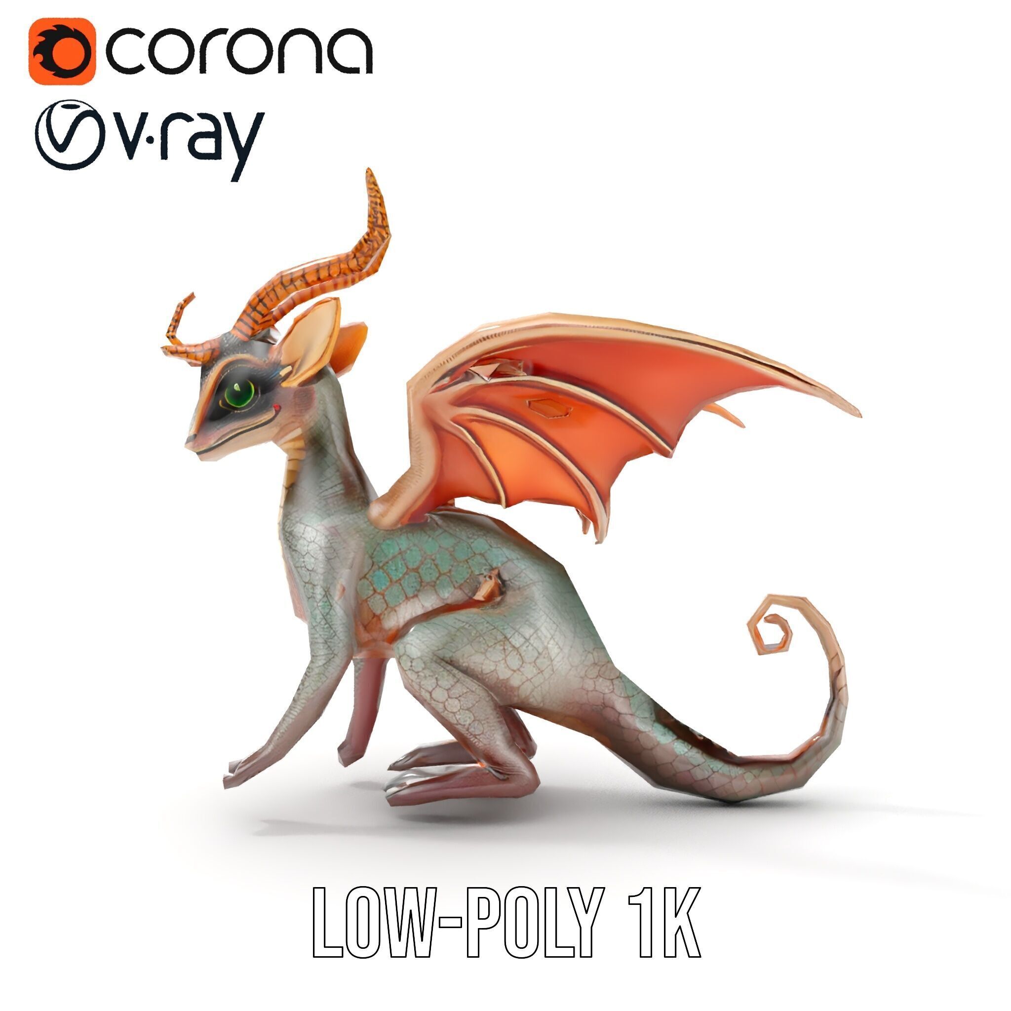 Dragon Creature Model Pack with PBR Textures Low-poly 3D model_26