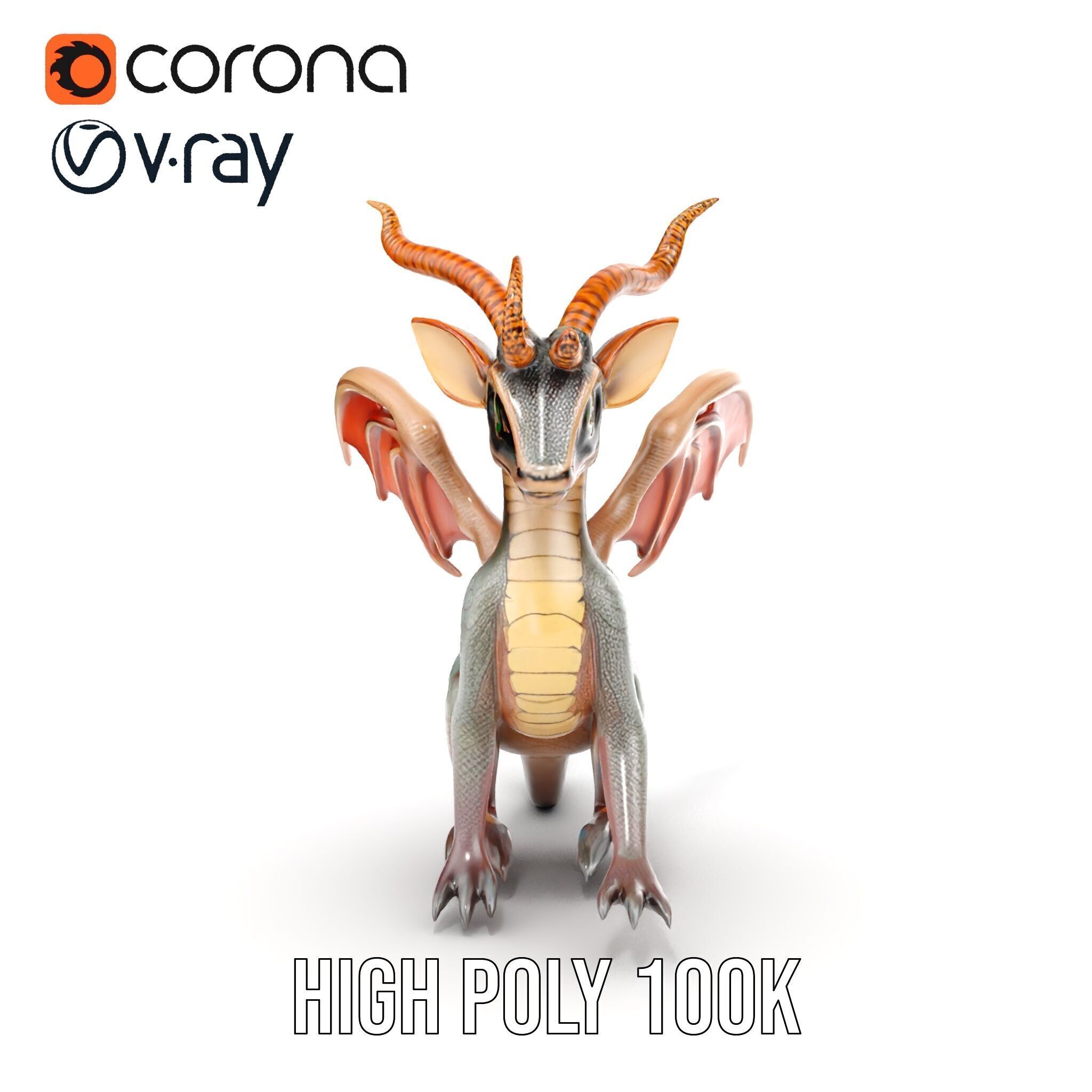 Dragon Creature Model Pack with PBR Textures Low-poly 3D model_19