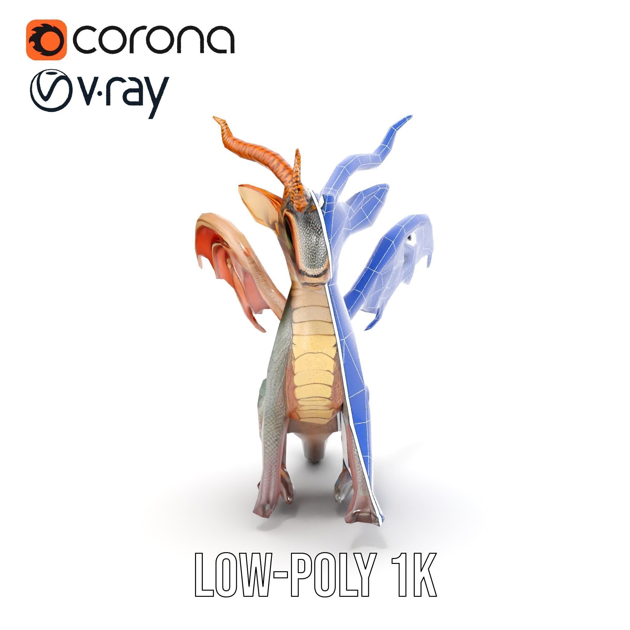 Dragon Creature Model Pack with PBR Textures Low-poly 3D model_18