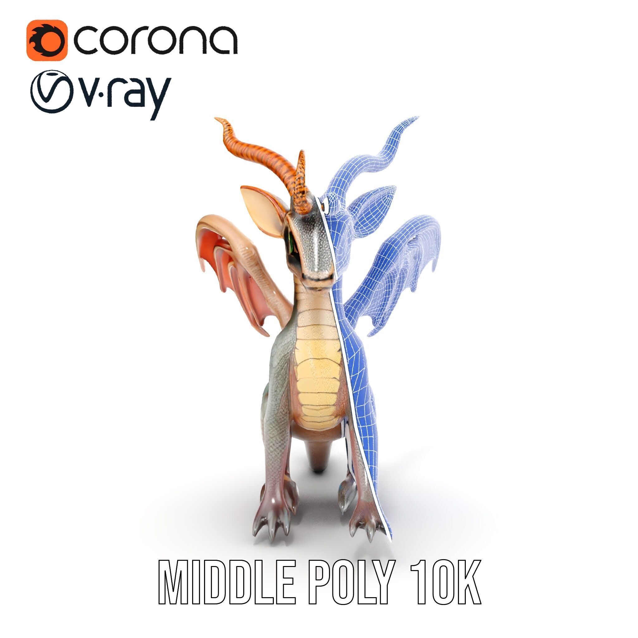 Dragon Creature Model Pack with PBR Textures Low-poly 3D model_30