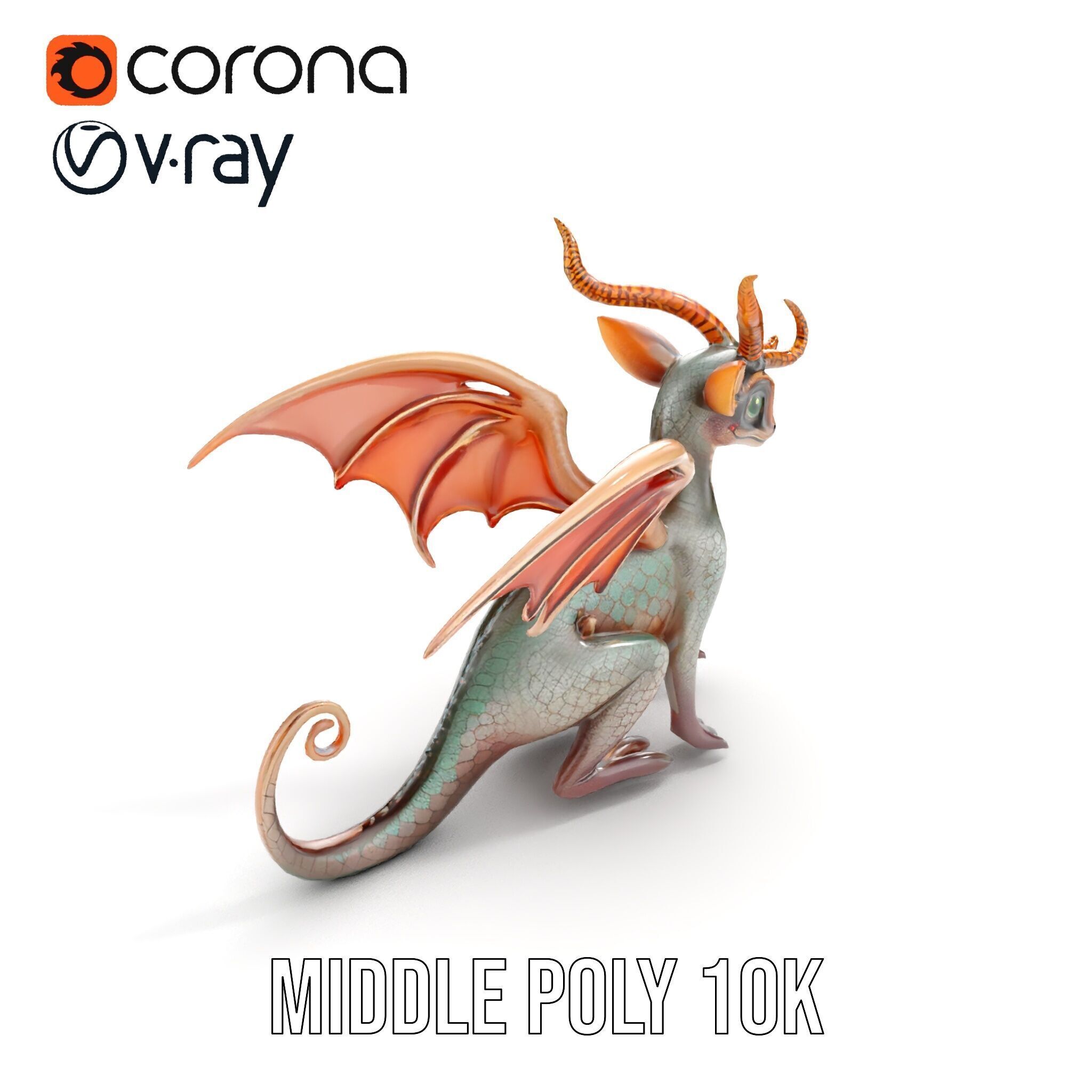 Dragon Creature Model Pack with PBR Textures Low-poly 3D model_12