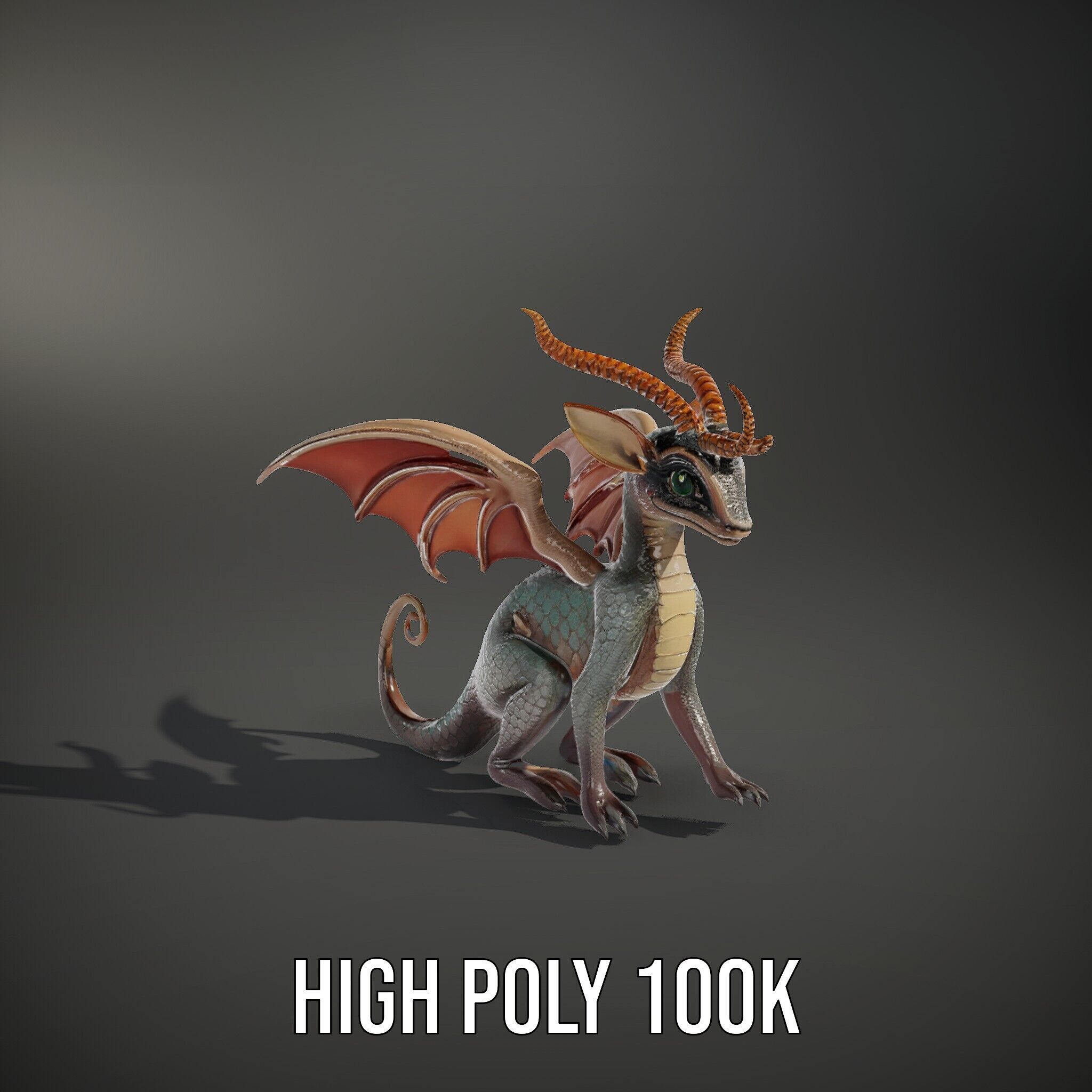 Dragon Creature Model Pack with PBR Textures Low-poly 3D model_14