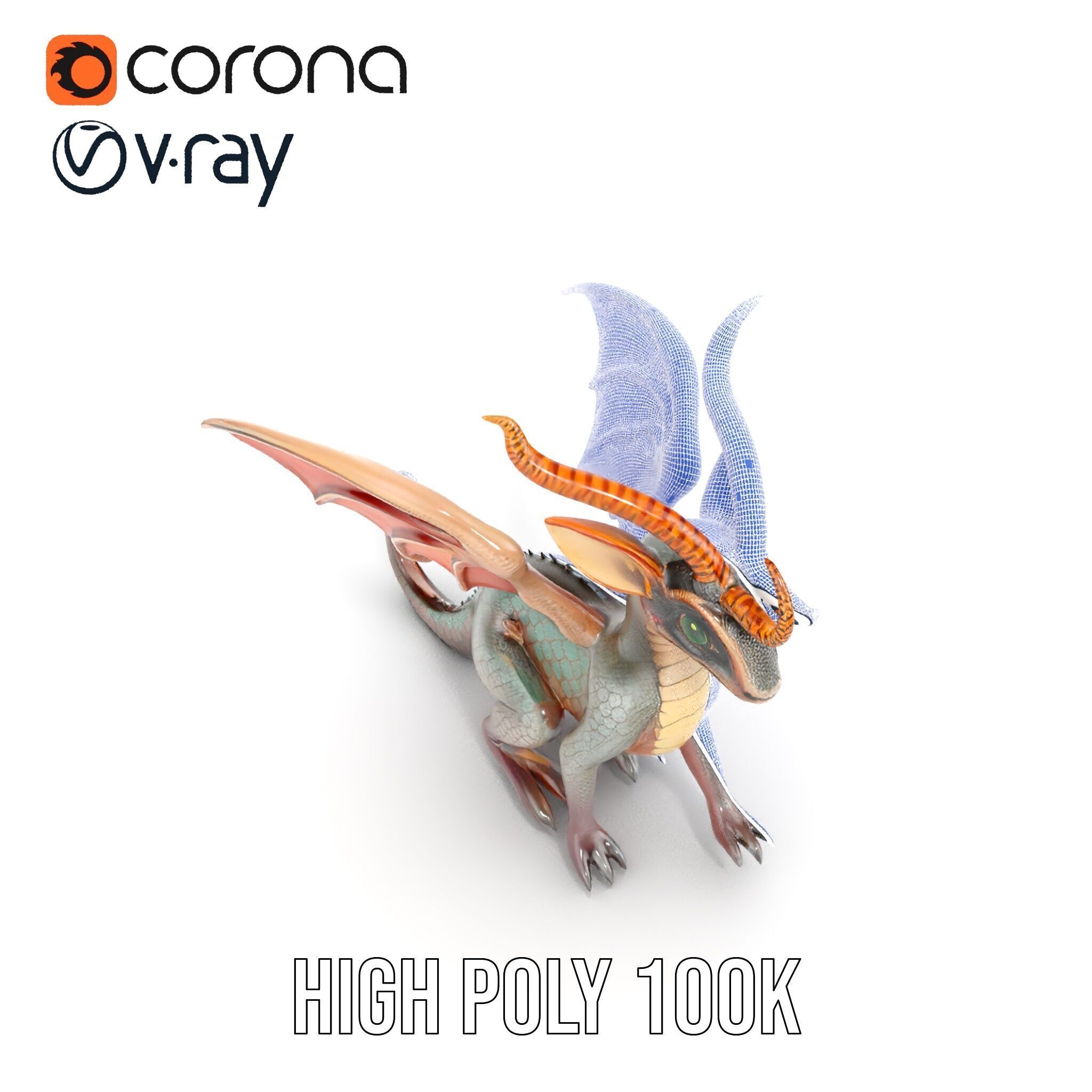 Dragon Creature Model Pack with PBR Textures Low-poly 3D model_36