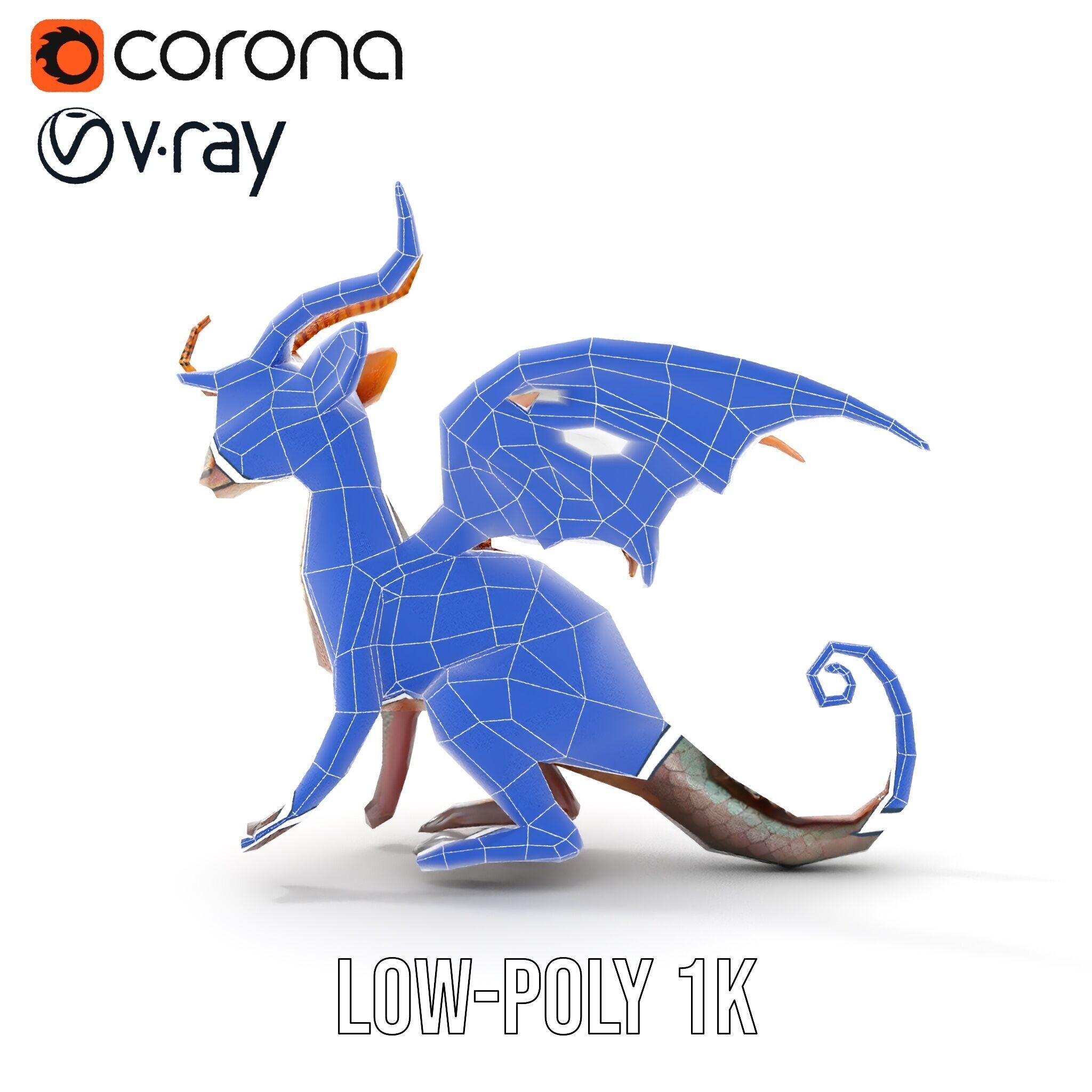 Dragon Creature Model Pack with PBR Textures Low-poly 3D model_31