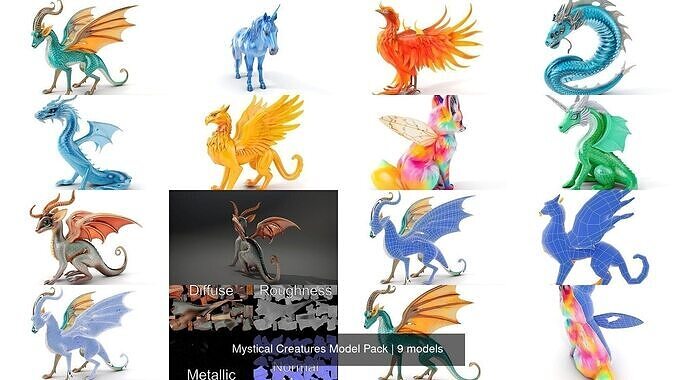 Mystical Creatures Model Pack 3D Model Collection