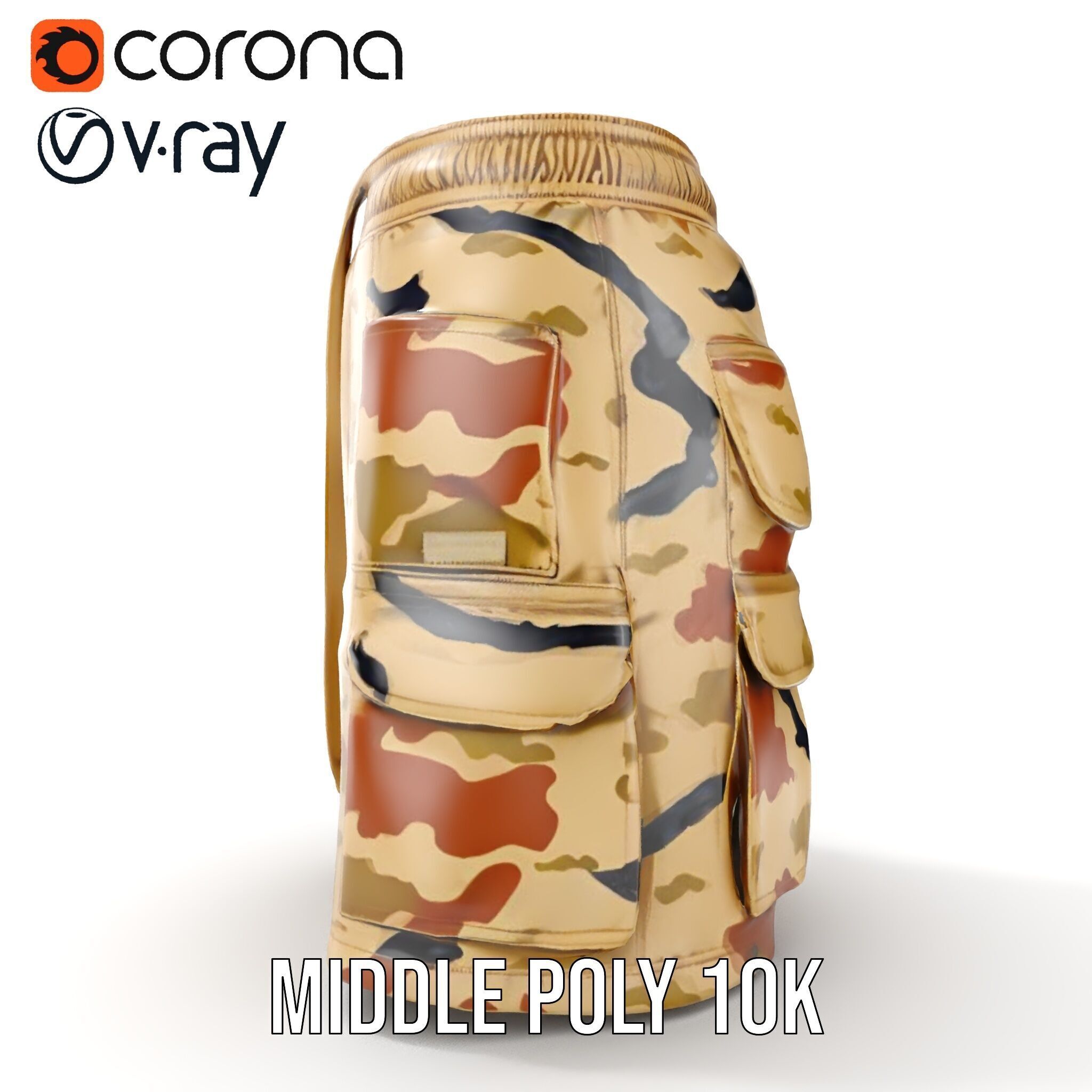 Camouflage Cargo Skirt D Model Pack Low-poly 3D model_9