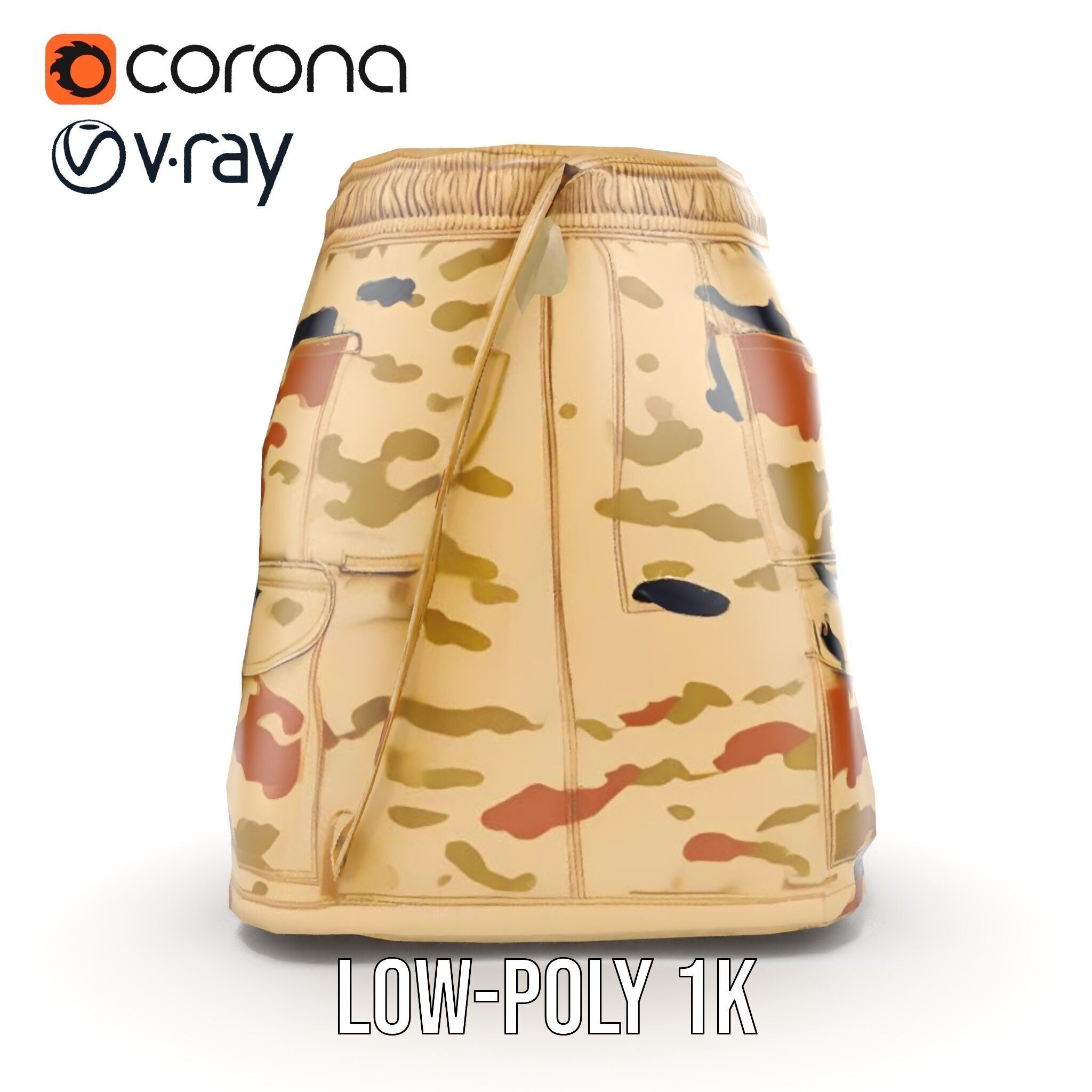 Camouflage Cargo Skirt D Model Pack Low-poly 3D model_21