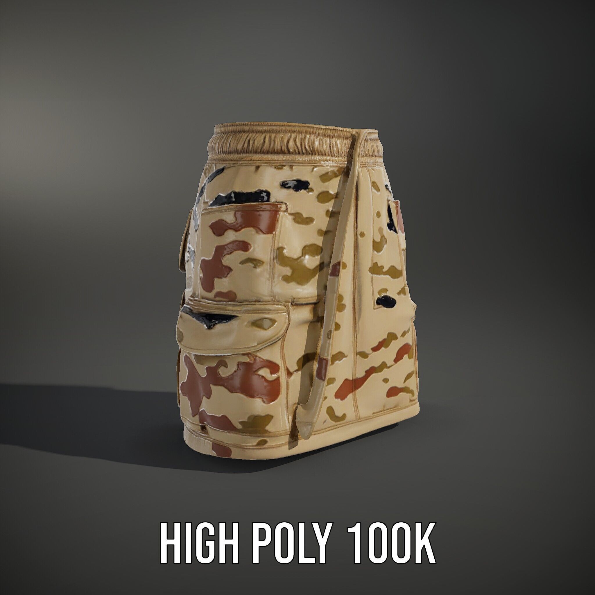 Camouflage Cargo Skirt D Model Pack Low-poly 3D model_8