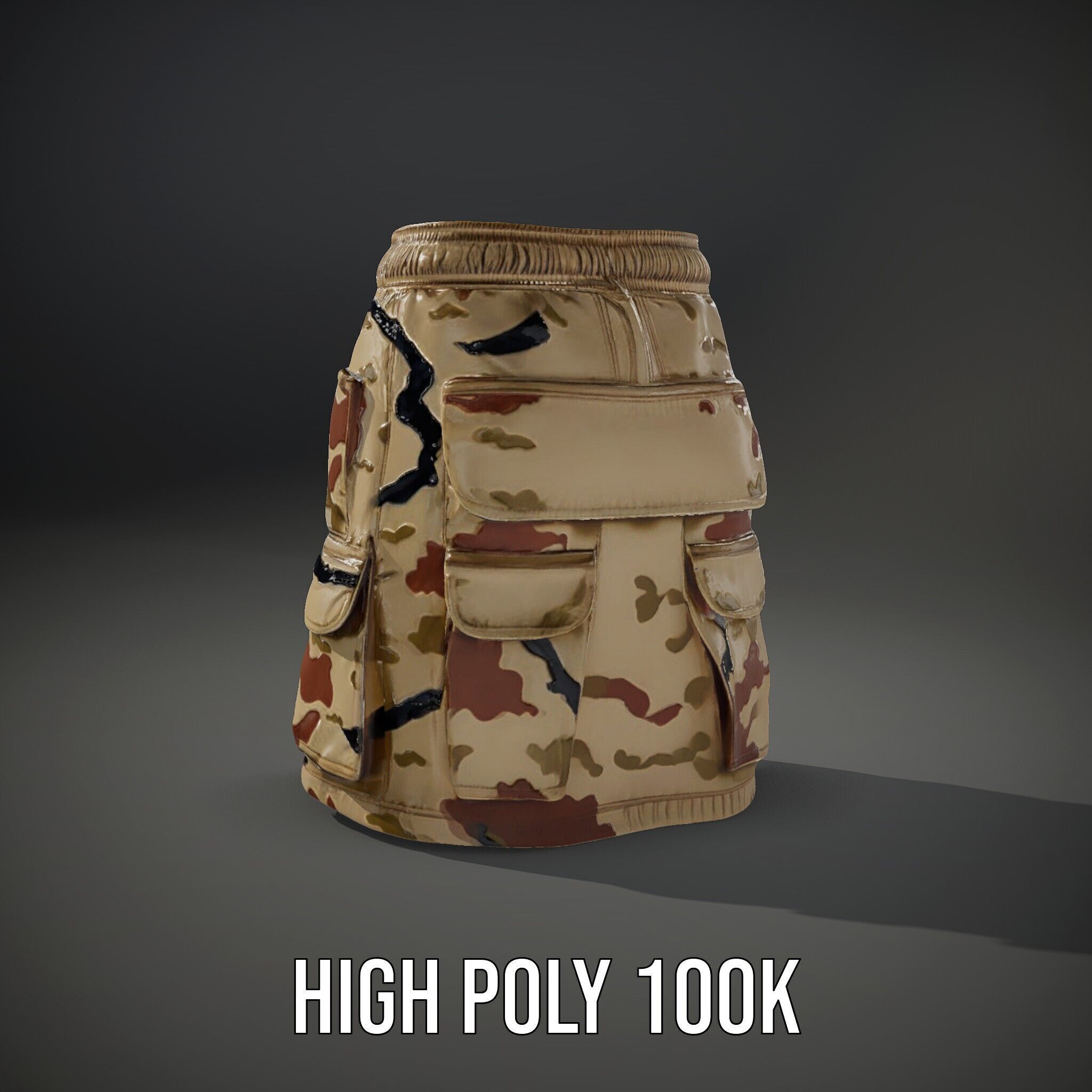 Camouflage Cargo Skirt D Model Pack Low-poly 3D model_11