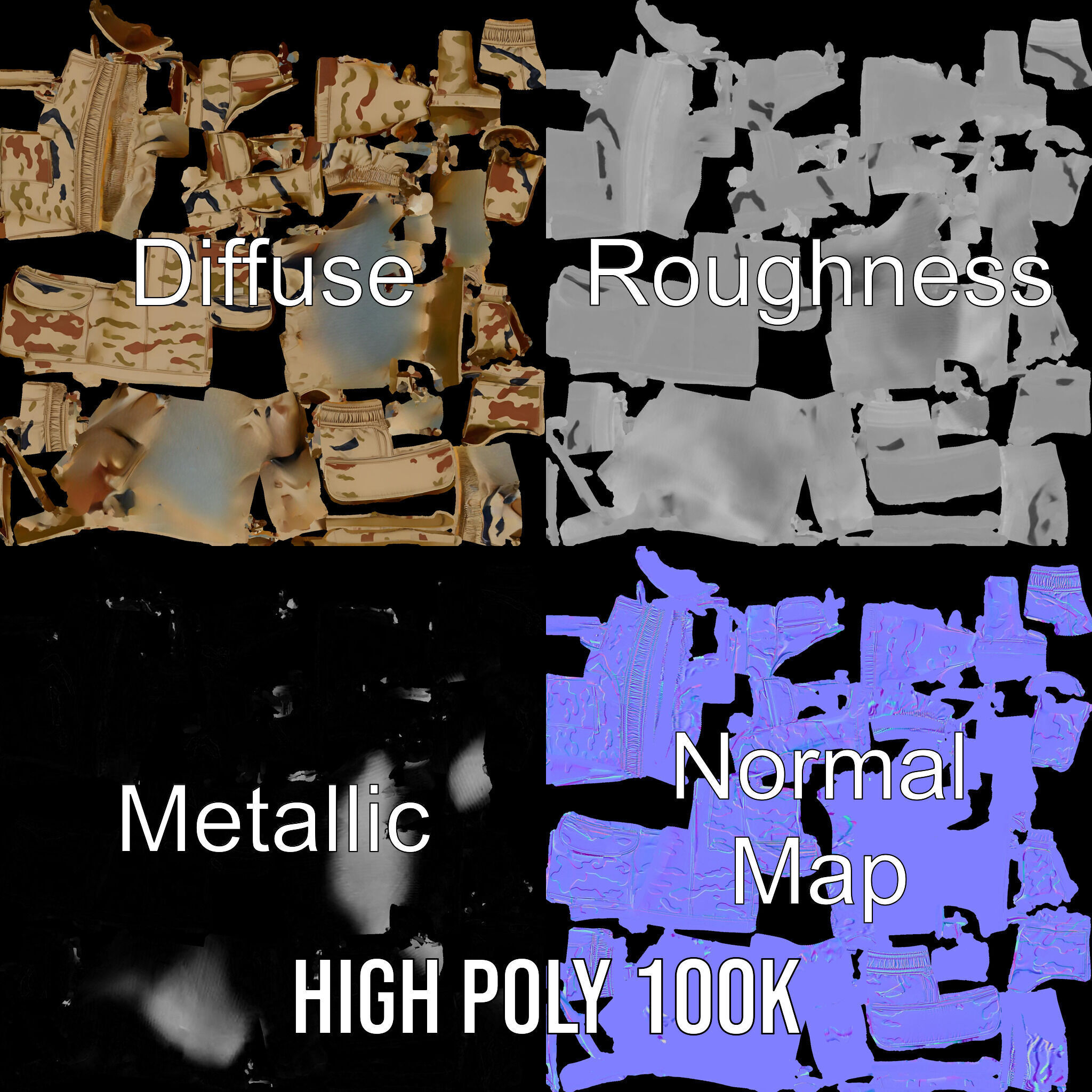 Camouflage Cargo Skirt D Model Pack Low-poly 3D model_3