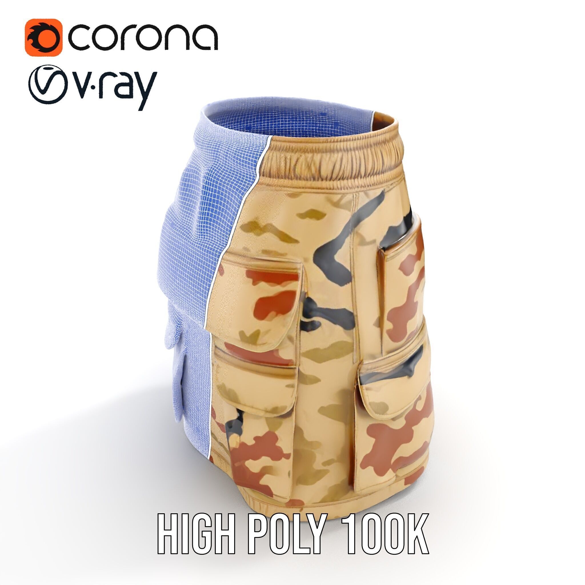 Camouflage Cargo Skirt D Model Pack Low-poly 3D model_31