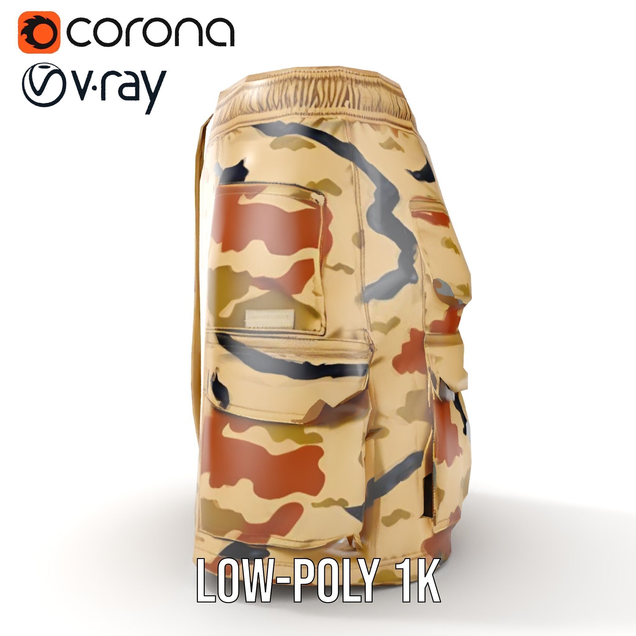 Camouflage Cargo Skirt D Model Pack Low-poly 3D model_13