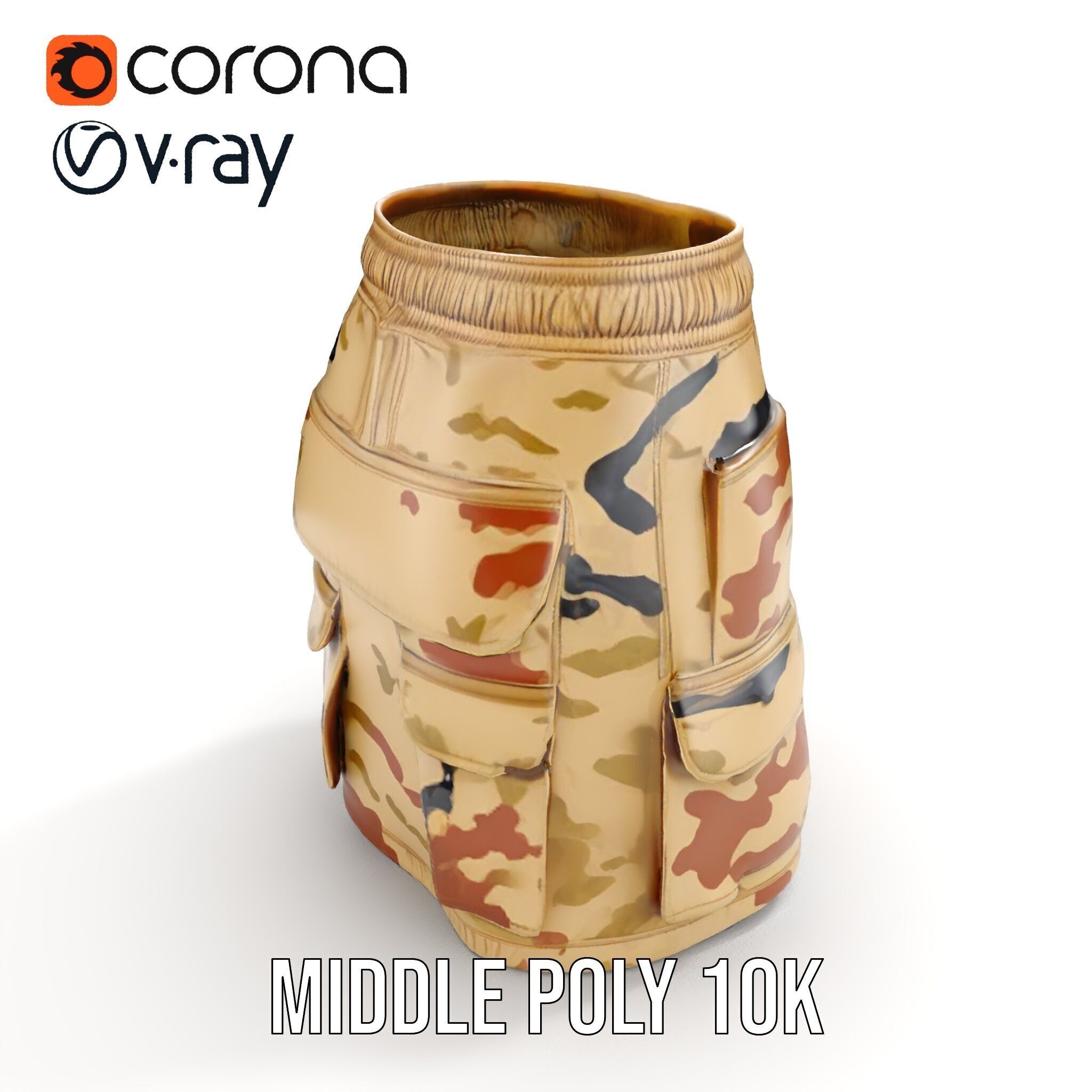 Camouflage Cargo Skirt D Model Pack Low-poly 3D model_12