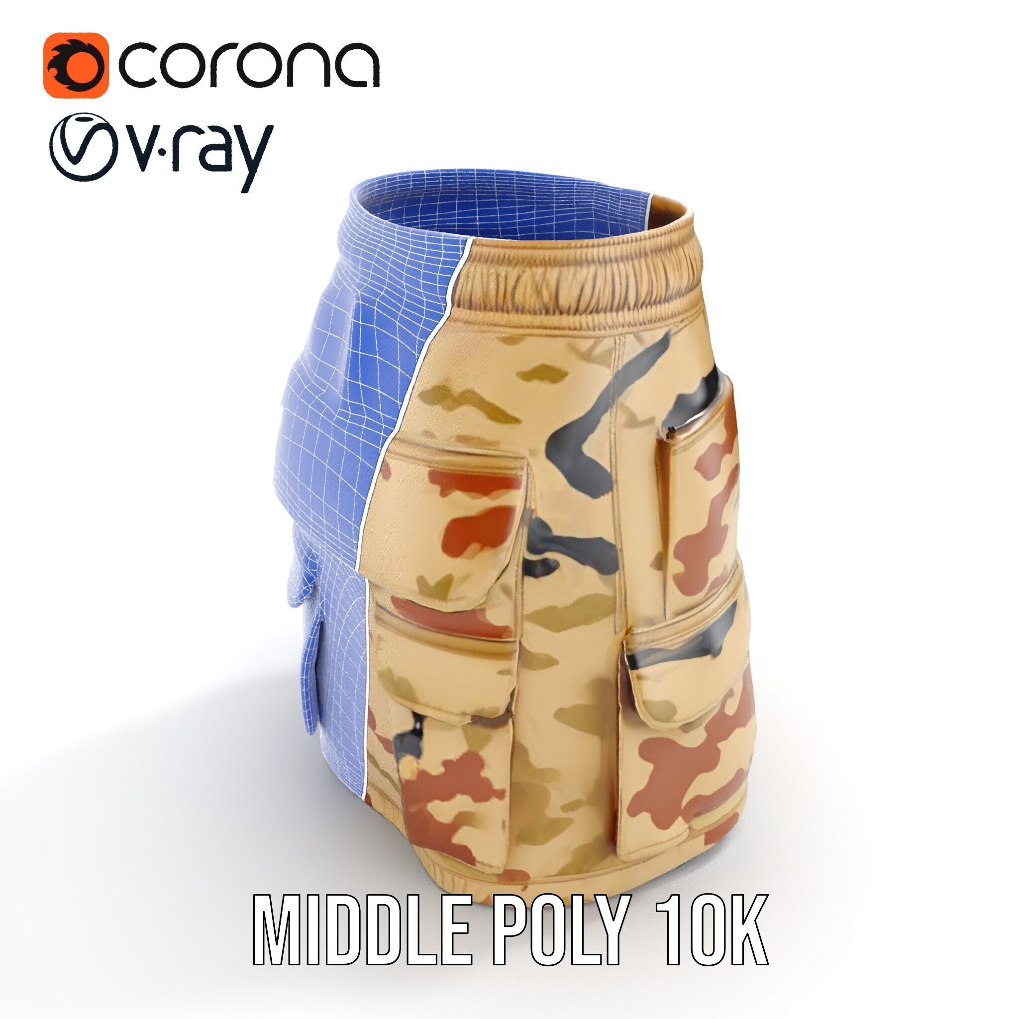 Camouflage Cargo Skirt D Model Pack Low-poly 3D model_15