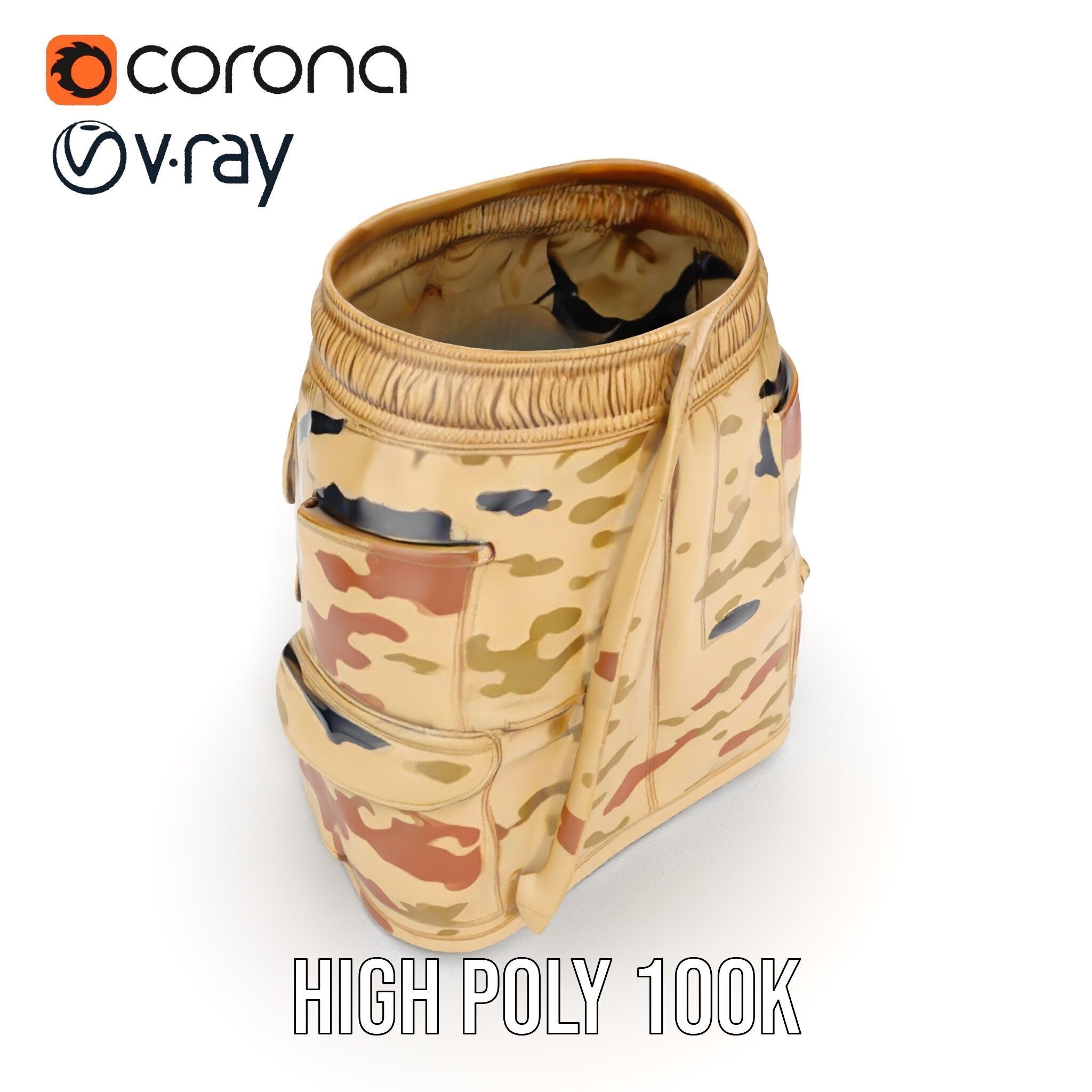 Camouflage Cargo Skirt D Model Pack Low-poly 3D model_25