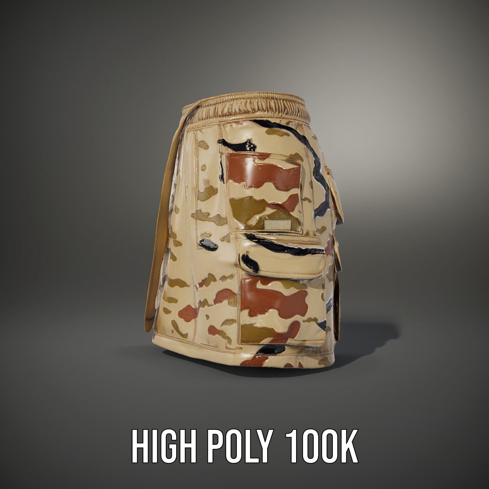 Camouflage Cargo Skirt D Model Pack Low-poly 3D model_14