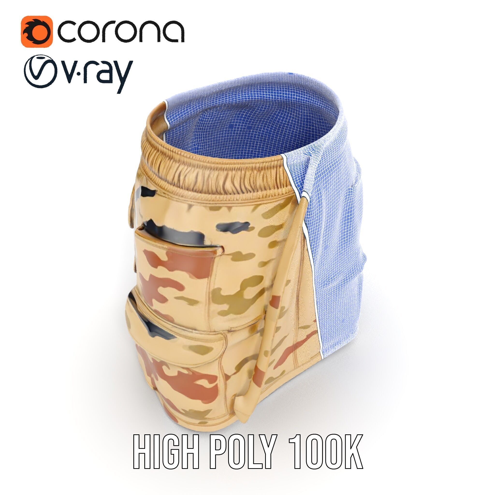 Camouflage Cargo Skirt D Model Pack Low-poly 3D model_36