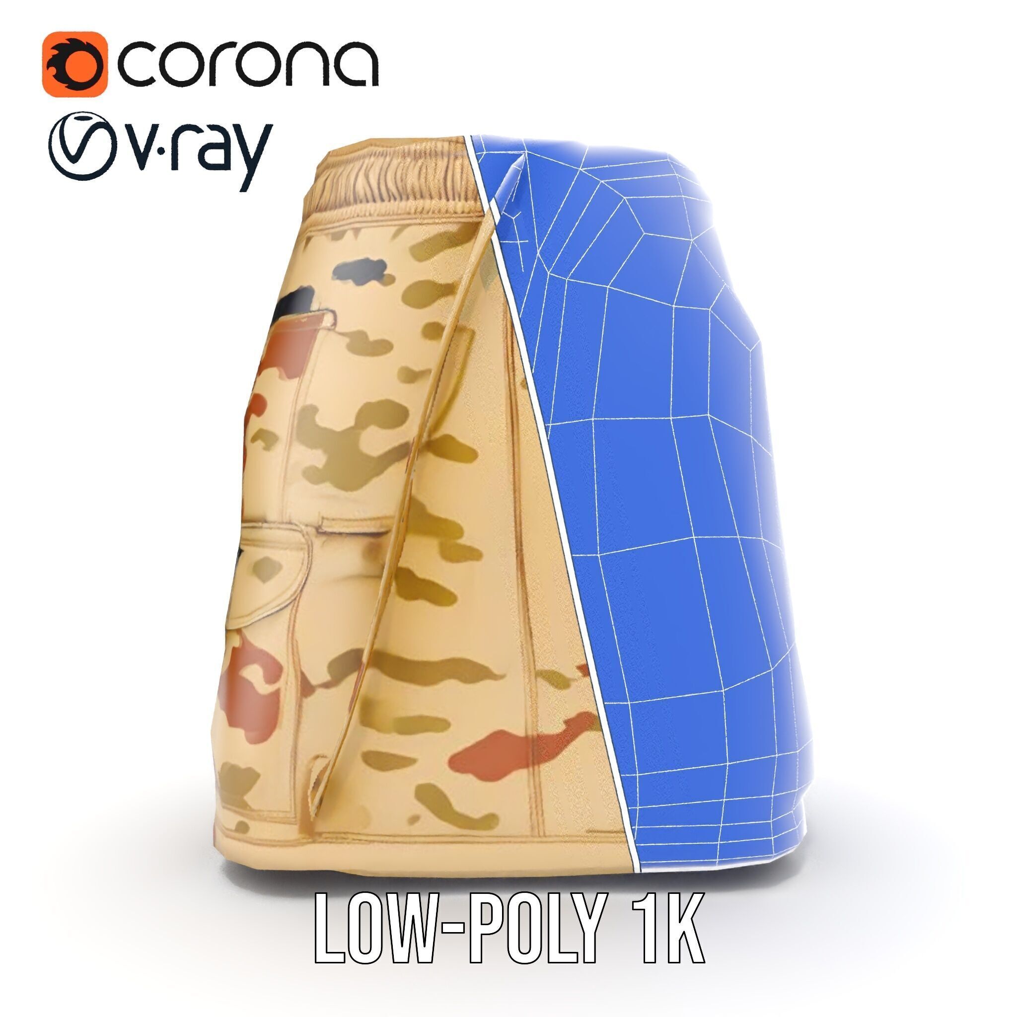 Camouflage Cargo Skirt D Model Pack Low-poly 3D model_24