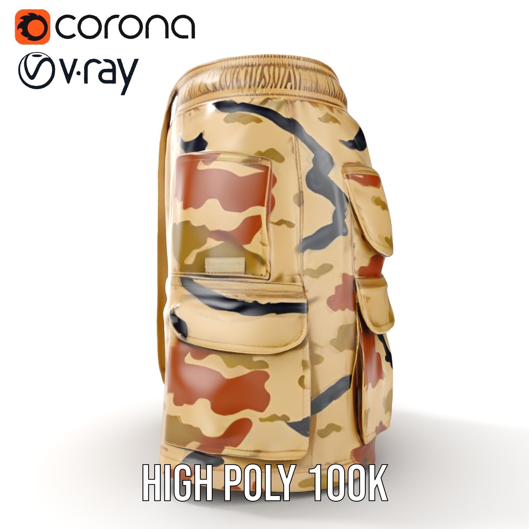 Camouflage Cargo Skirt D Model Pack Low-poly 3D model_22