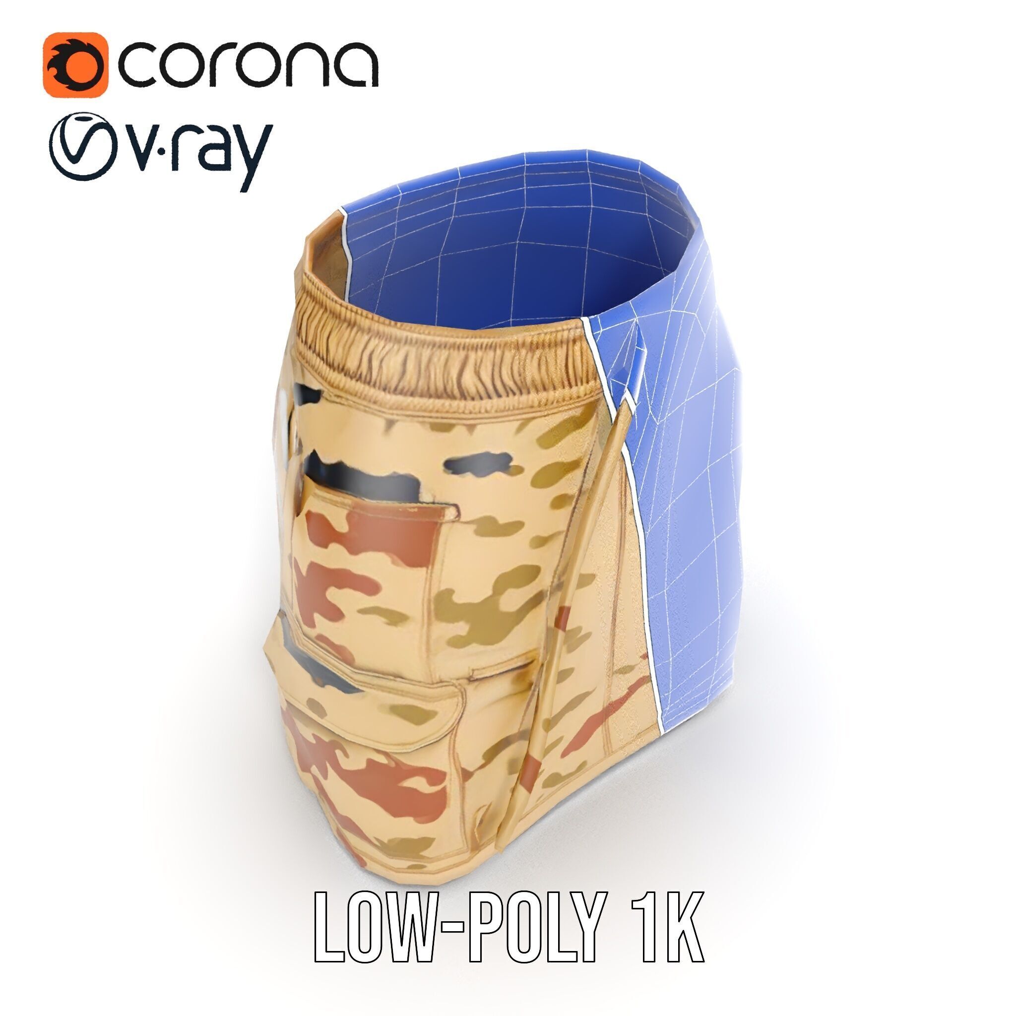 Camouflage Cargo Skirt D Model Pack Low-poly 3D model_33