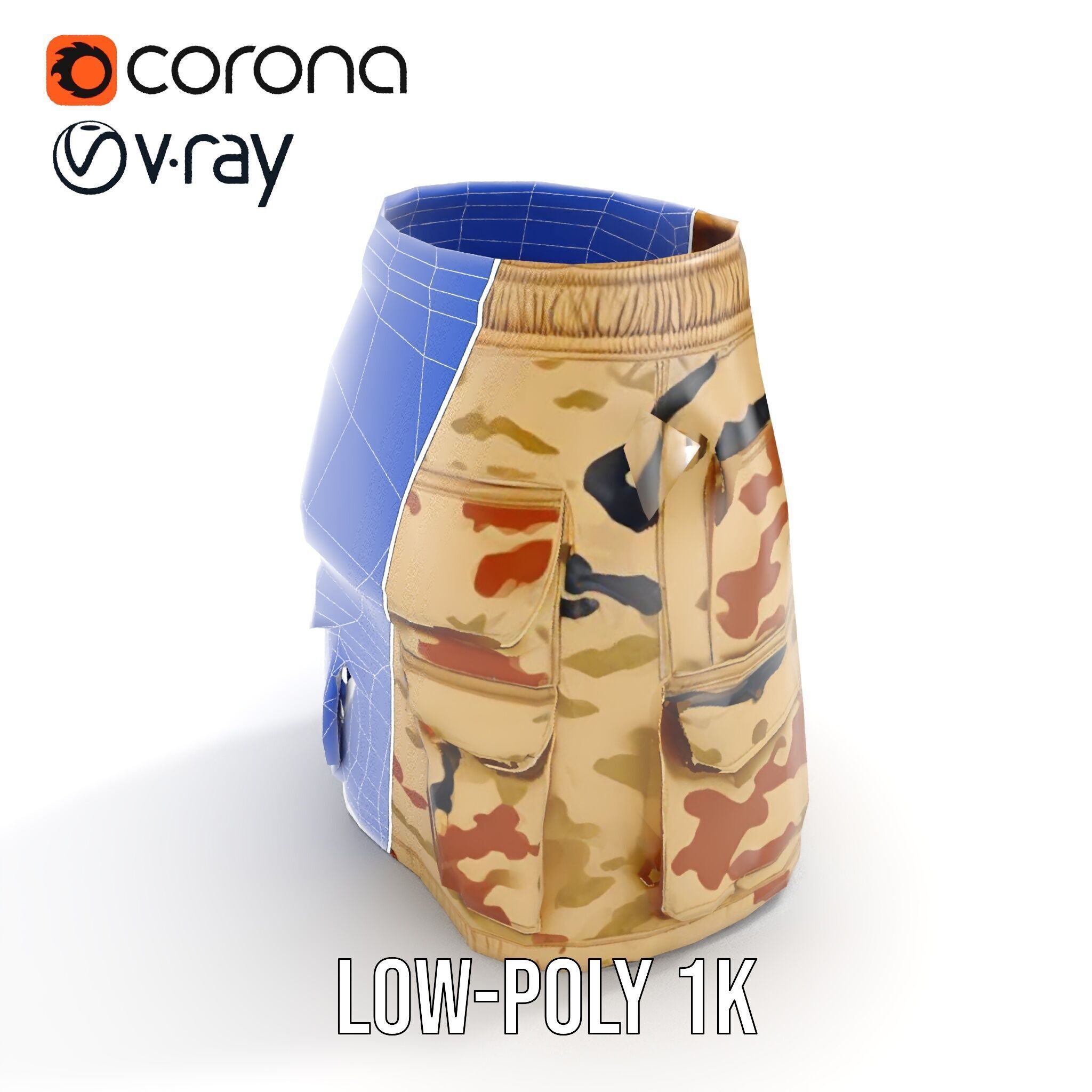 Camouflage Cargo Skirt D Model Pack Low-poly 3D model_18