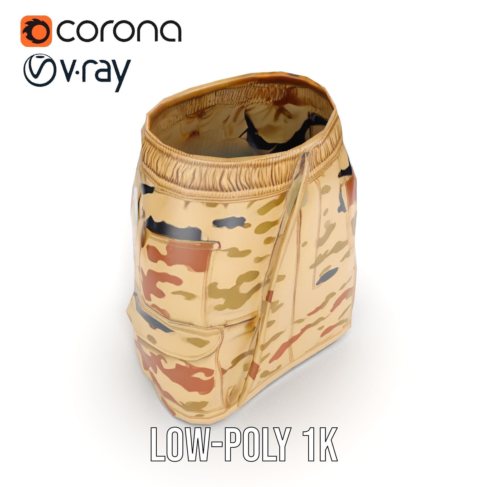 Camouflage Cargo Skirt D Model Pack Low-poly 3D model_10