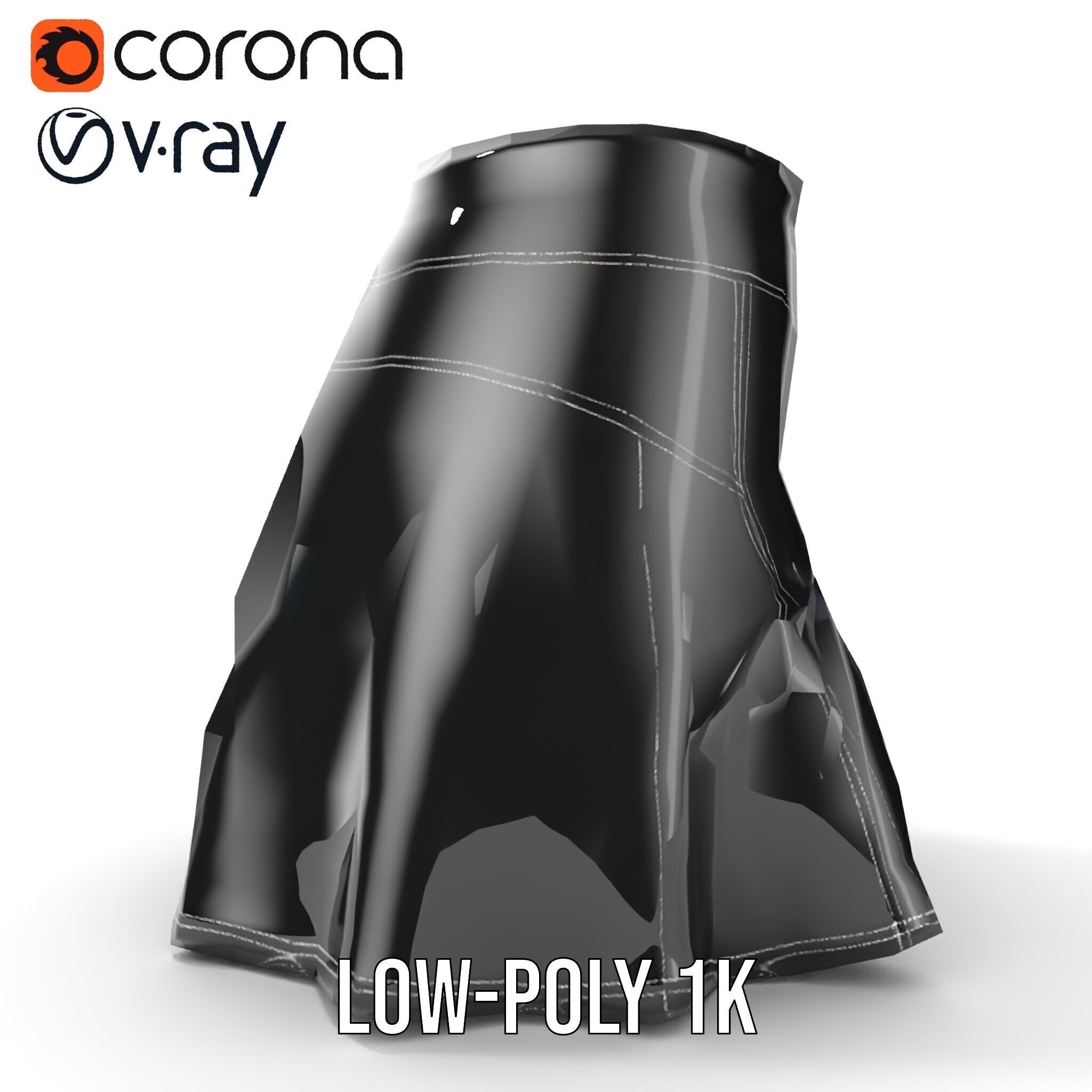 Elegant Skirt model pack for Fashion Visualization Low-poly 3D model_10