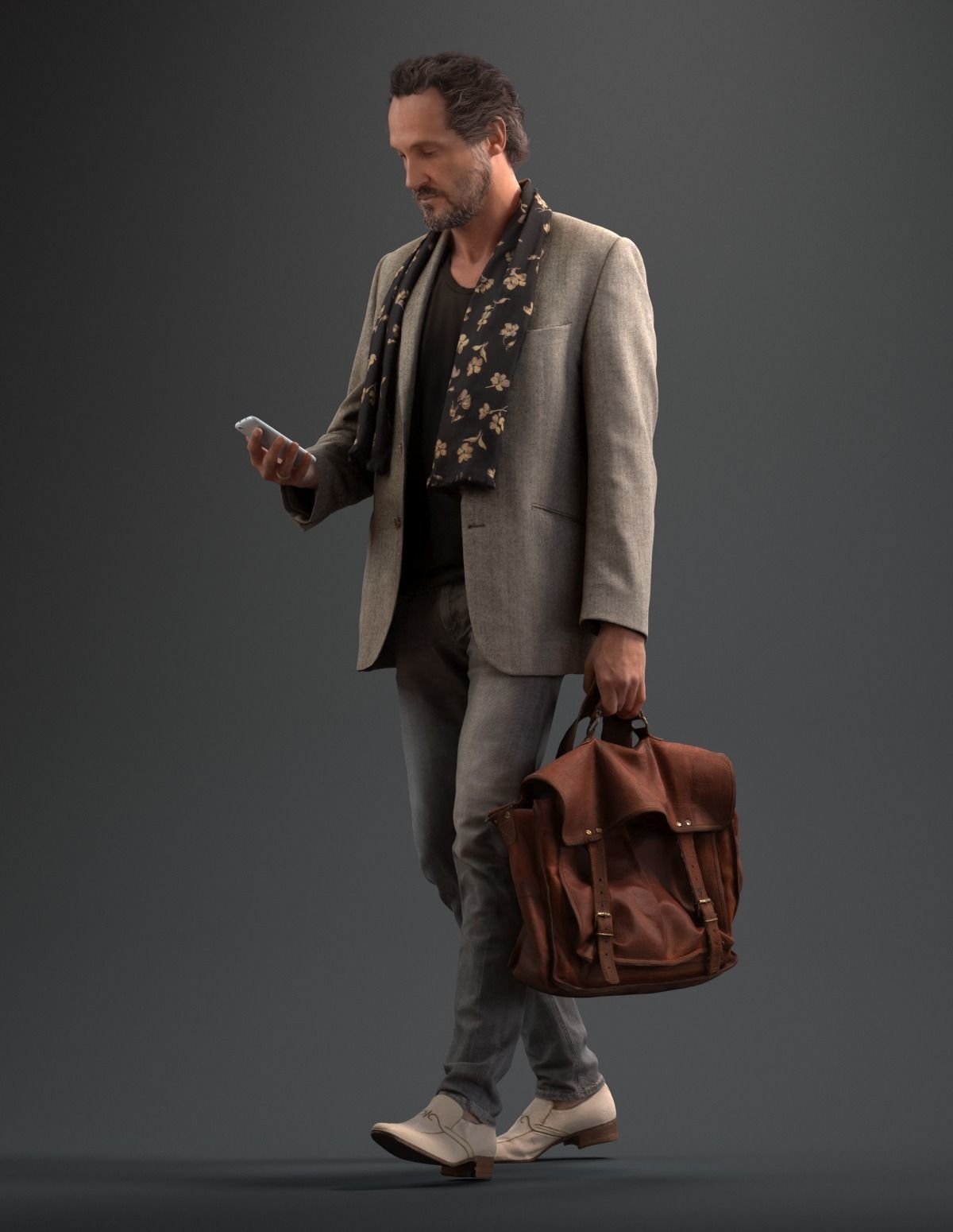 00050PaulJan003 Walking Man Pre Posed 3D Model 3D model_1