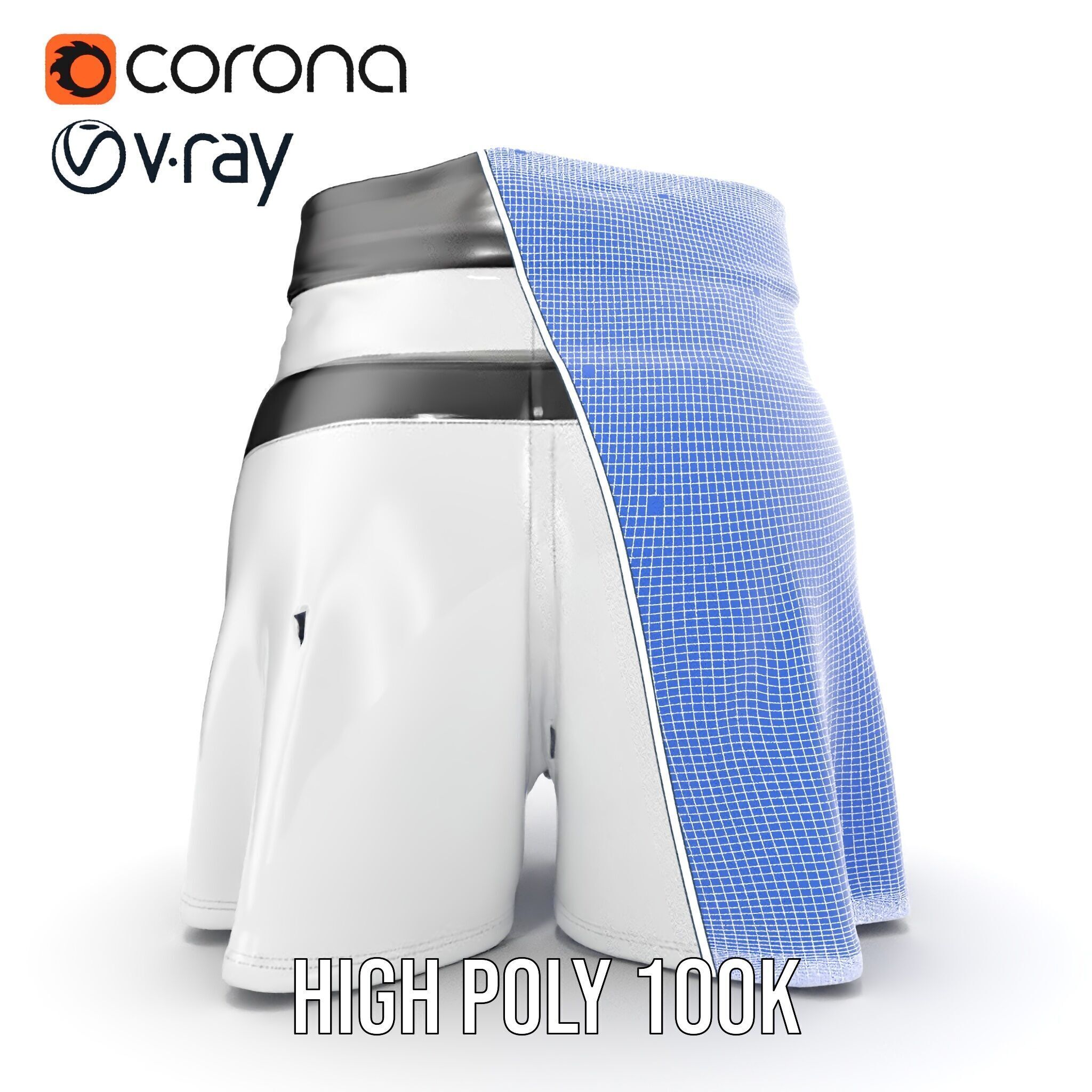 Sports Shorts D Model Pack  Realistic Polyester Design Low-poly 3D model_38