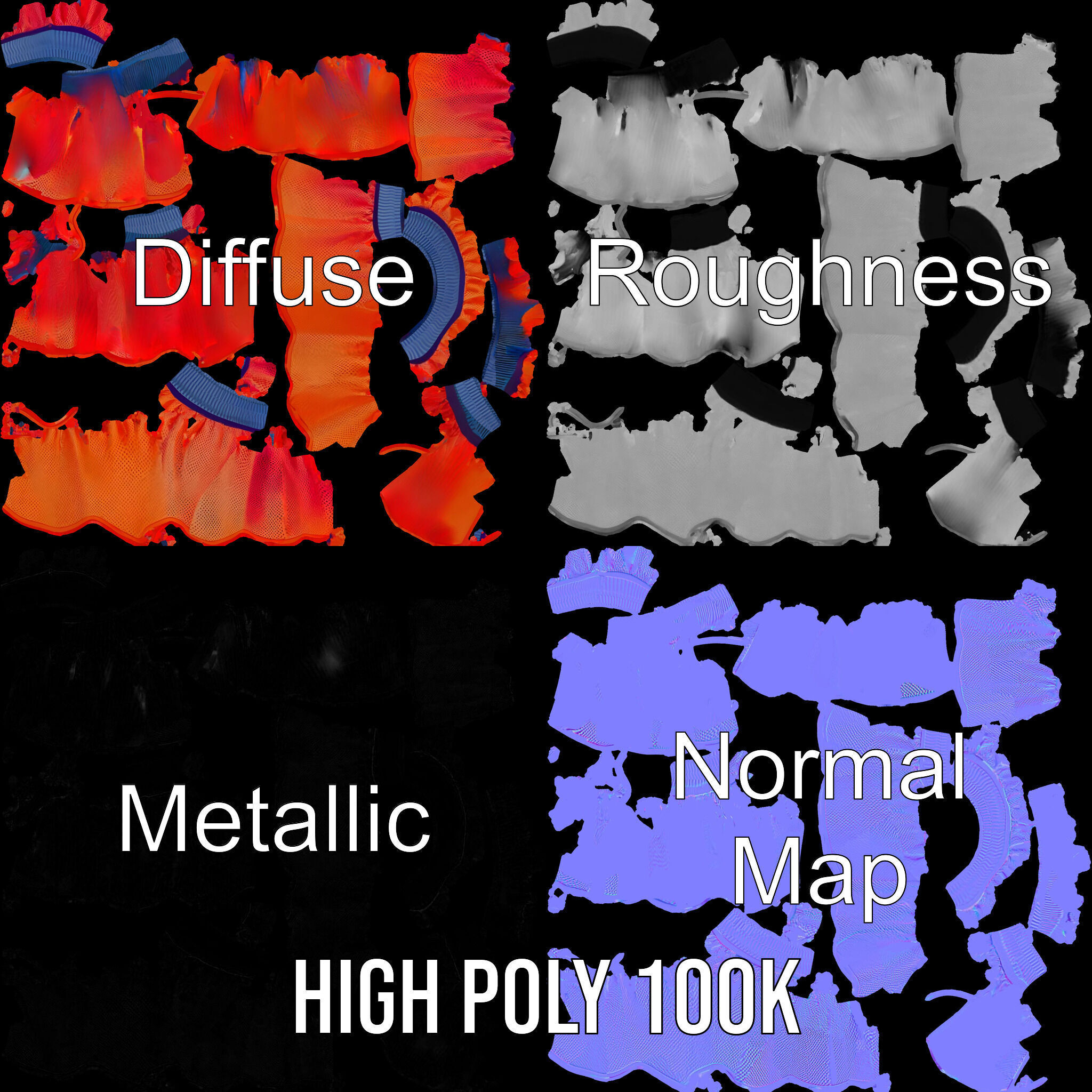 Sporty Mesh Skirt Model Pack Low-poly 3D model_3