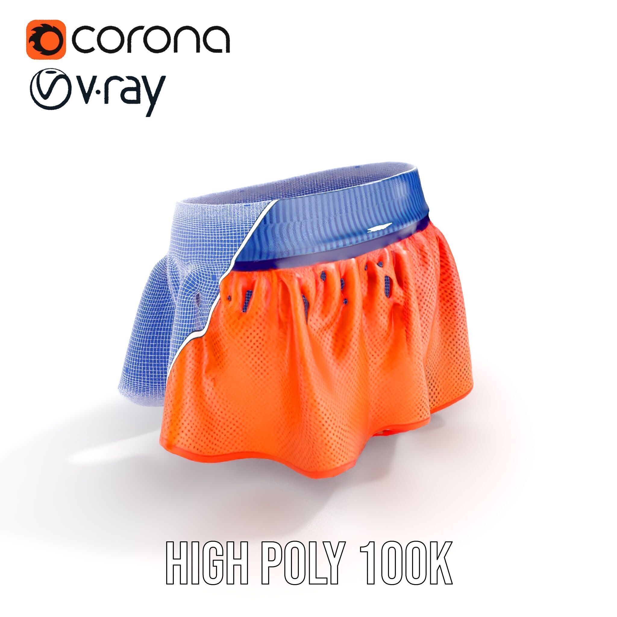 Sporty Mesh Skirt Model Pack Low-poly 3D model_36