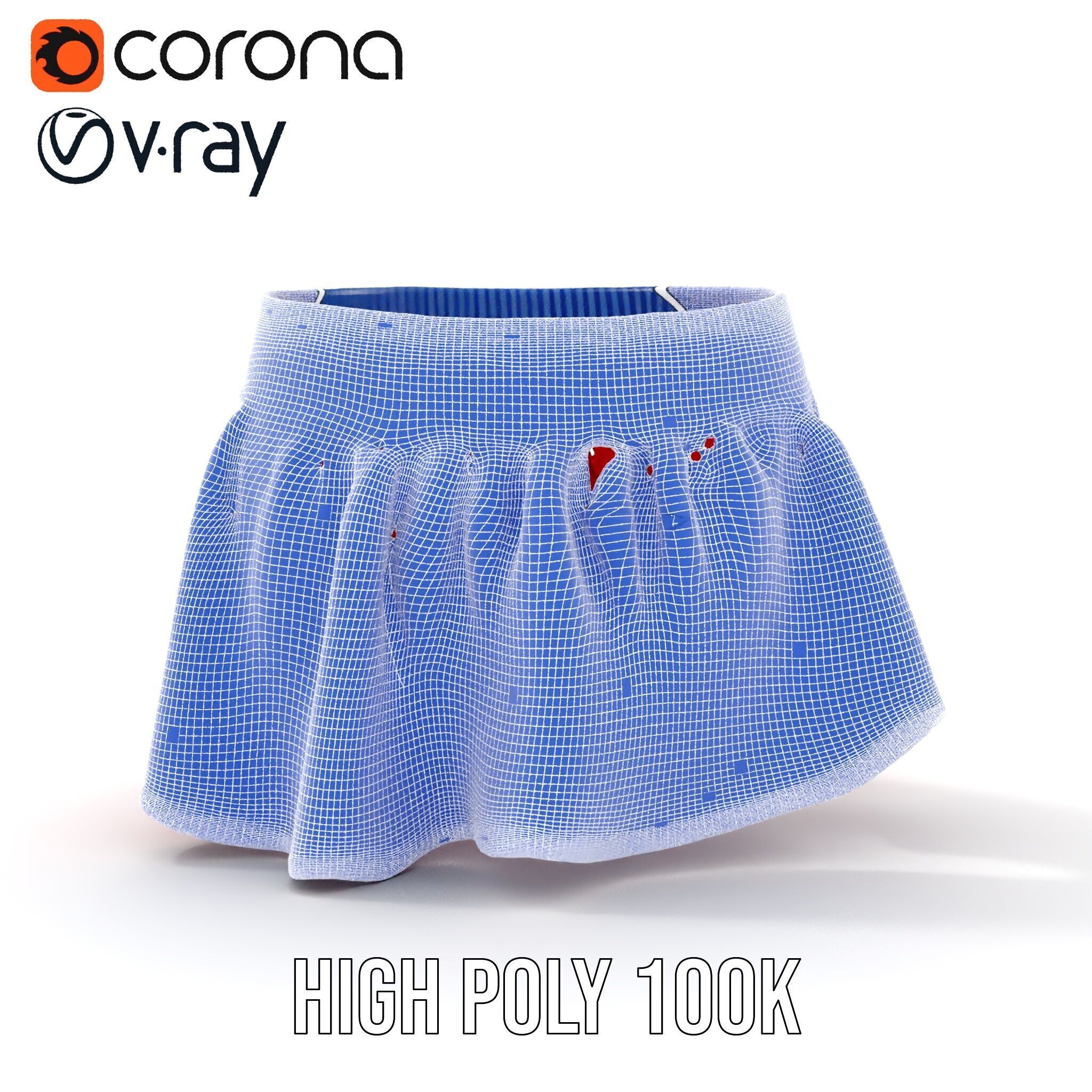 Sporty Mesh Skirt Model Pack Low-poly 3D model_37