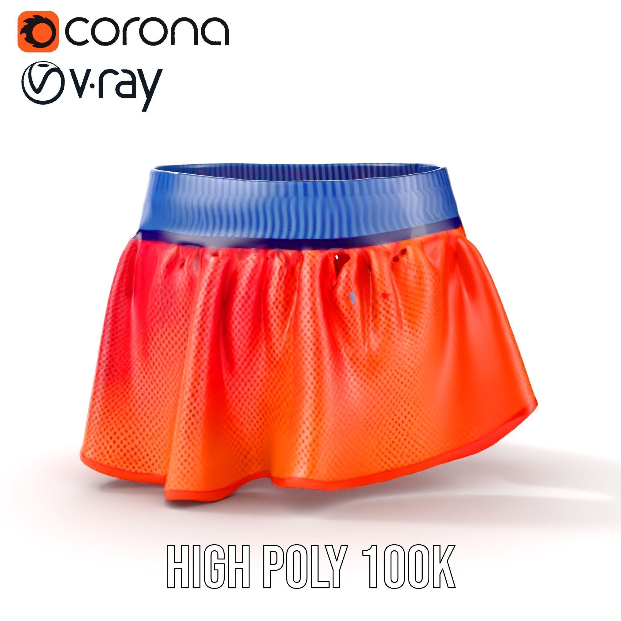 Sporty Mesh Skirt Model Pack Low-poly 3D model_19