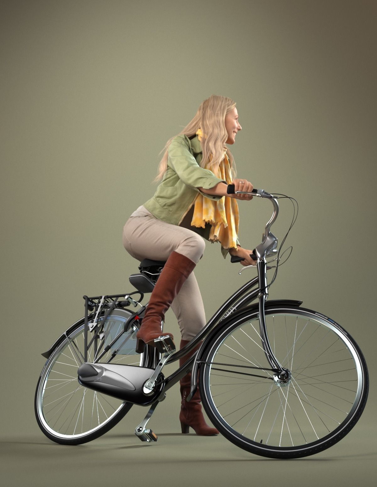 00051Linda006 Lady With Bicycle Pre Posed 3D Model 3D model_5