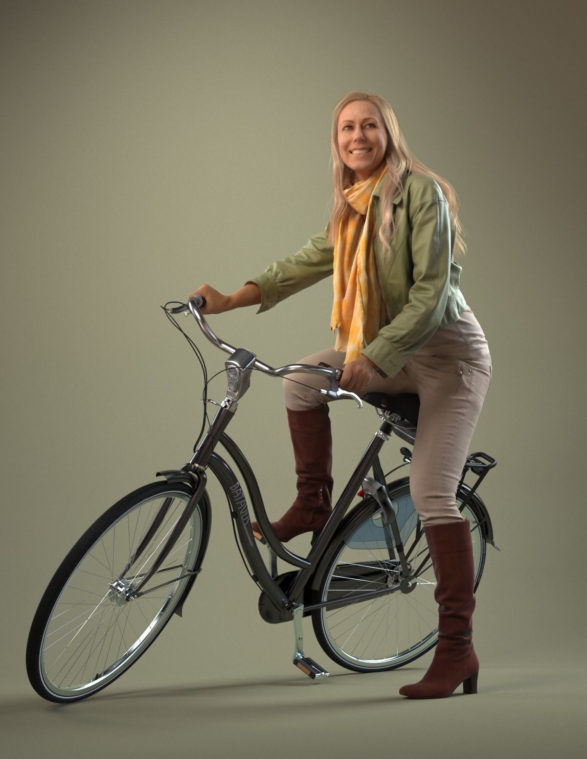 00051Linda006 Lady With Bicycle Pre Posed 3D Model 3D model_2