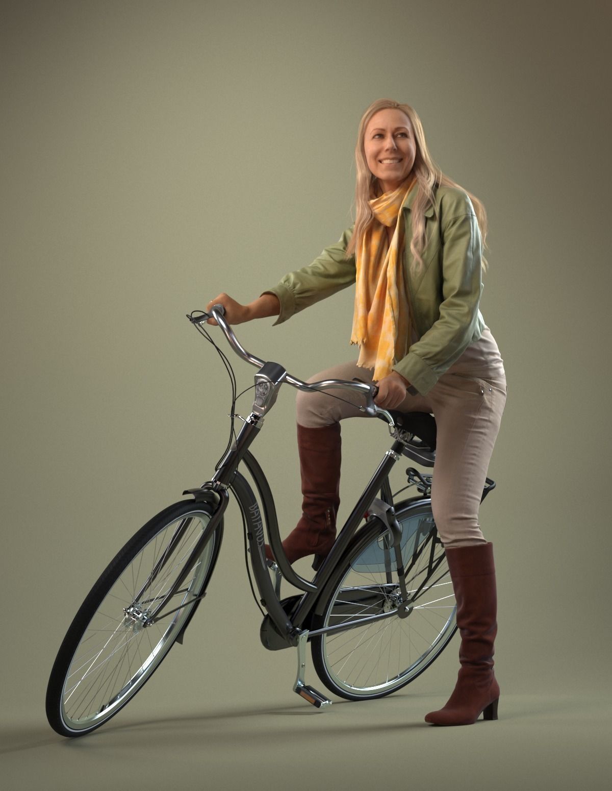 00051Linda006 Lady With Bicycle Pre Posed 3D Model 3D model_1