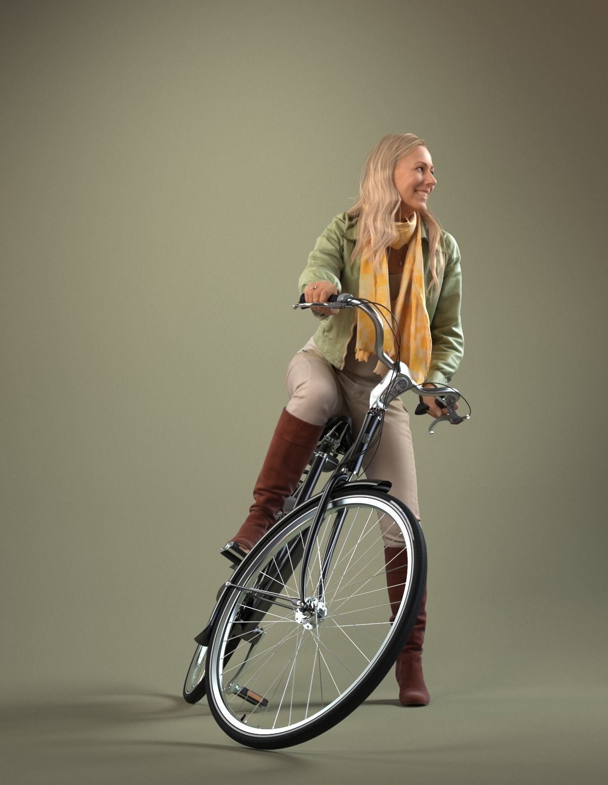 00051Linda006 Lady With Bicycle Pre Posed 3D Model 3D model_4
