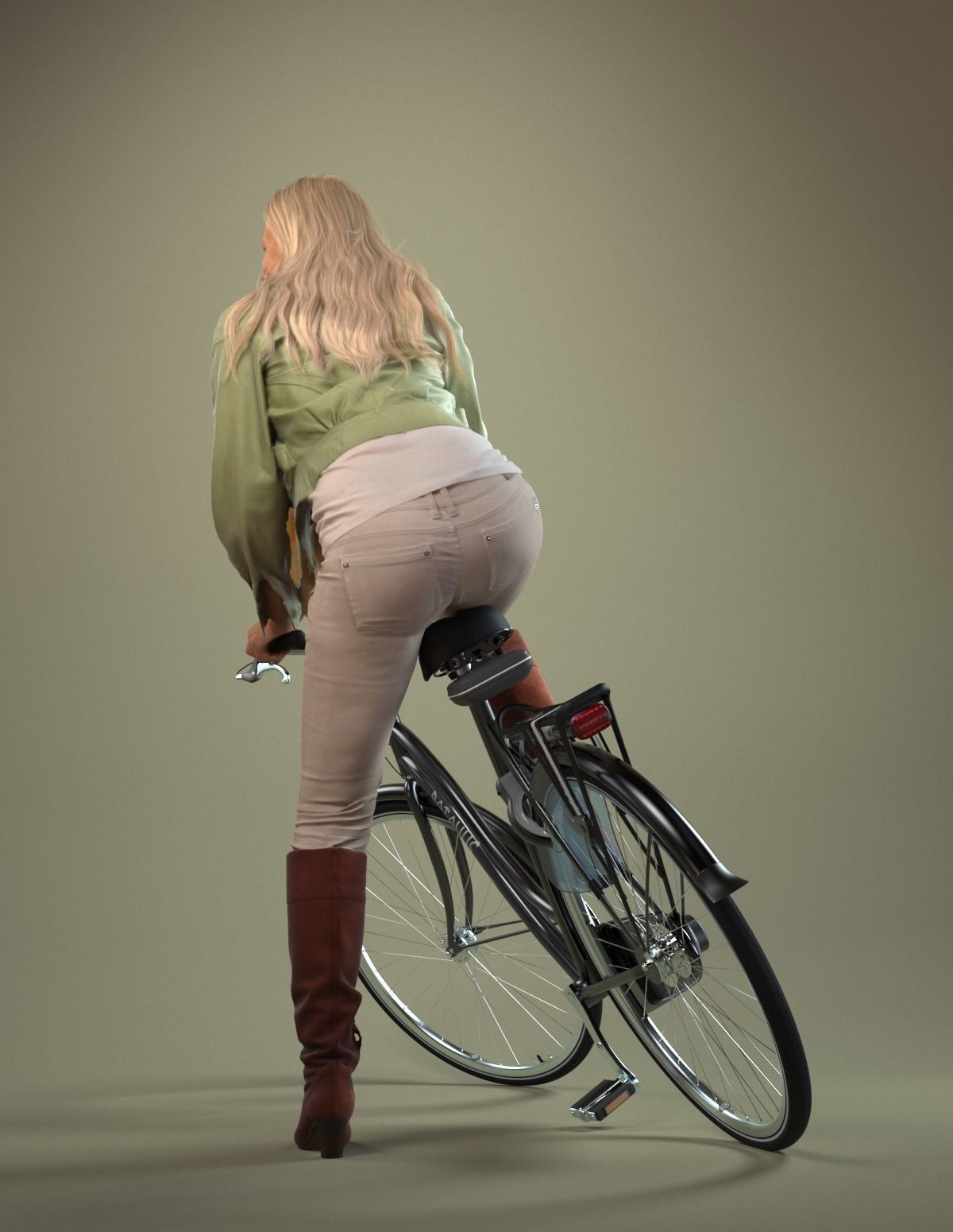 00051Linda006 Lady With Bicycle Pre Posed 3D Model 3D model_9