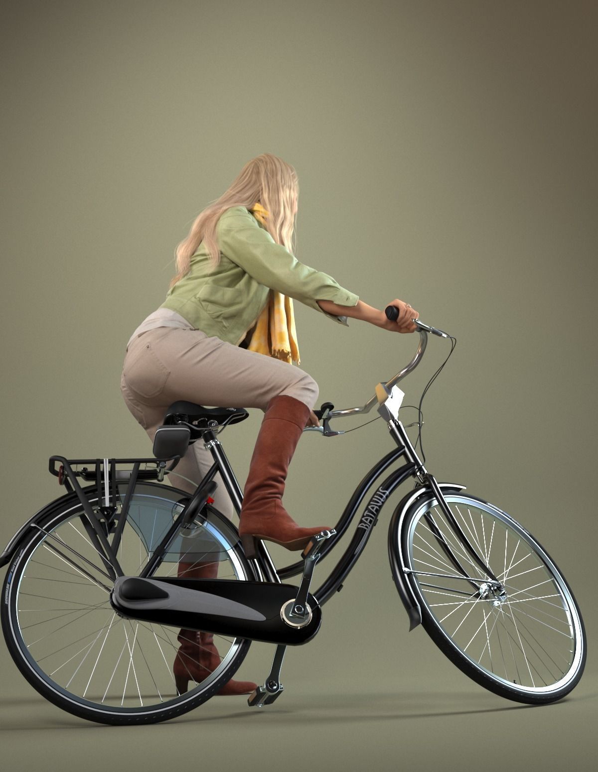 00051Linda006 Lady With Bicycle Pre Posed 3D Model 3D model_6