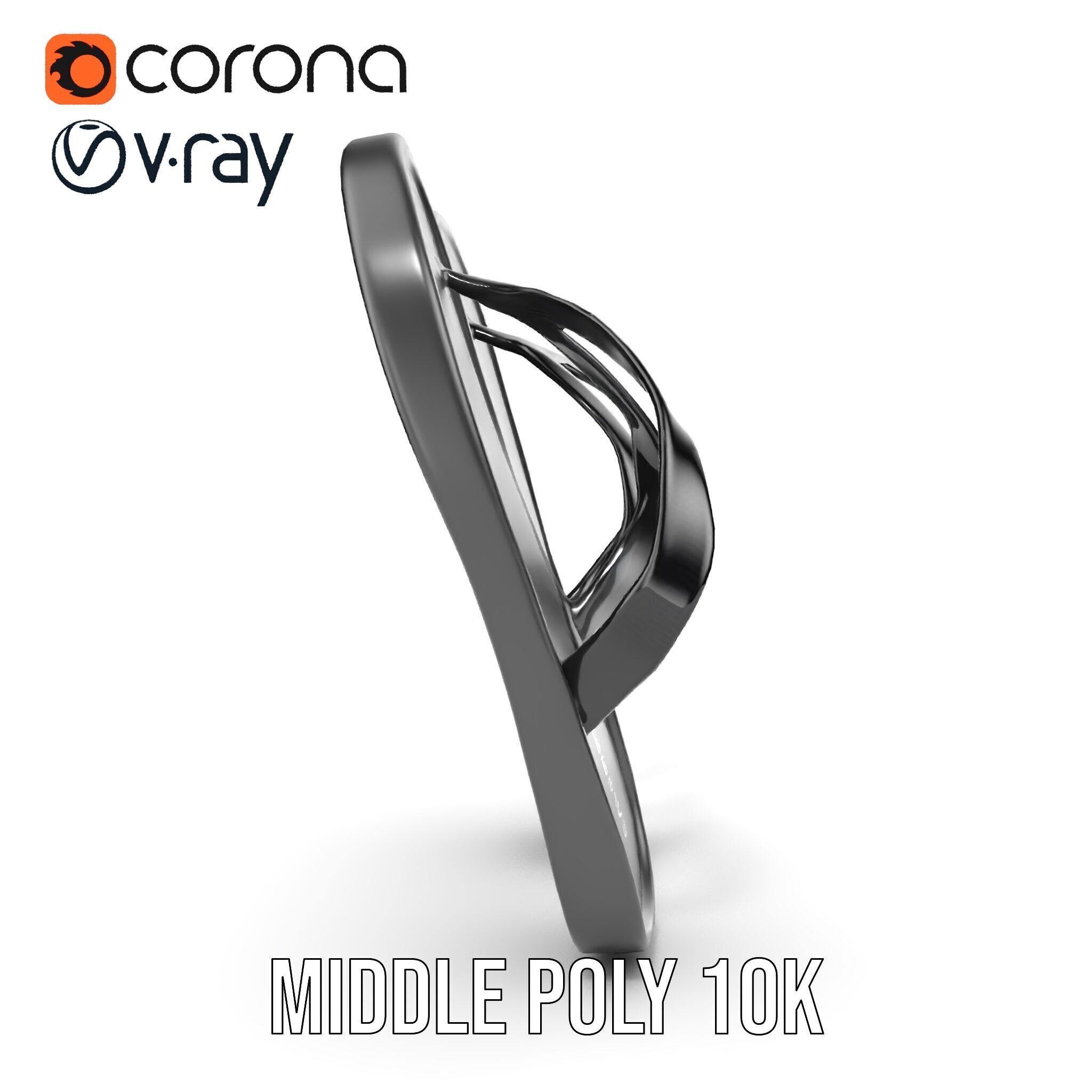 FlipFlop Sandals D Model Pack Low-poly 3D model_6