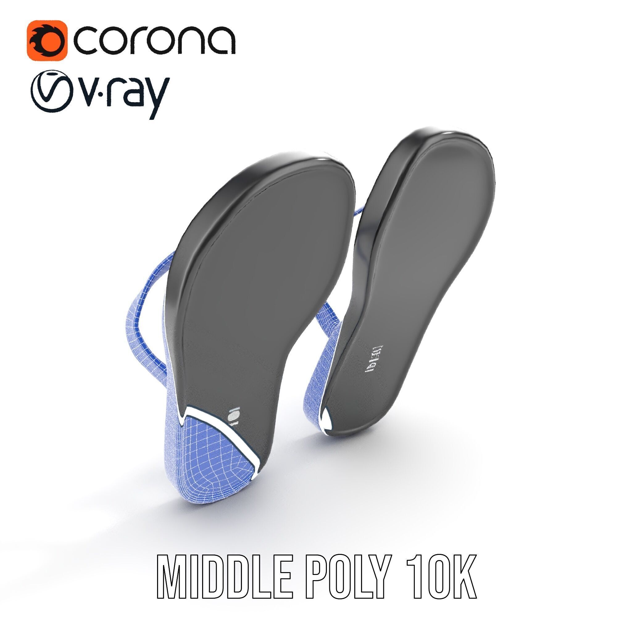 FlipFlop Sandals D Model Pack Low-poly 3D model_25