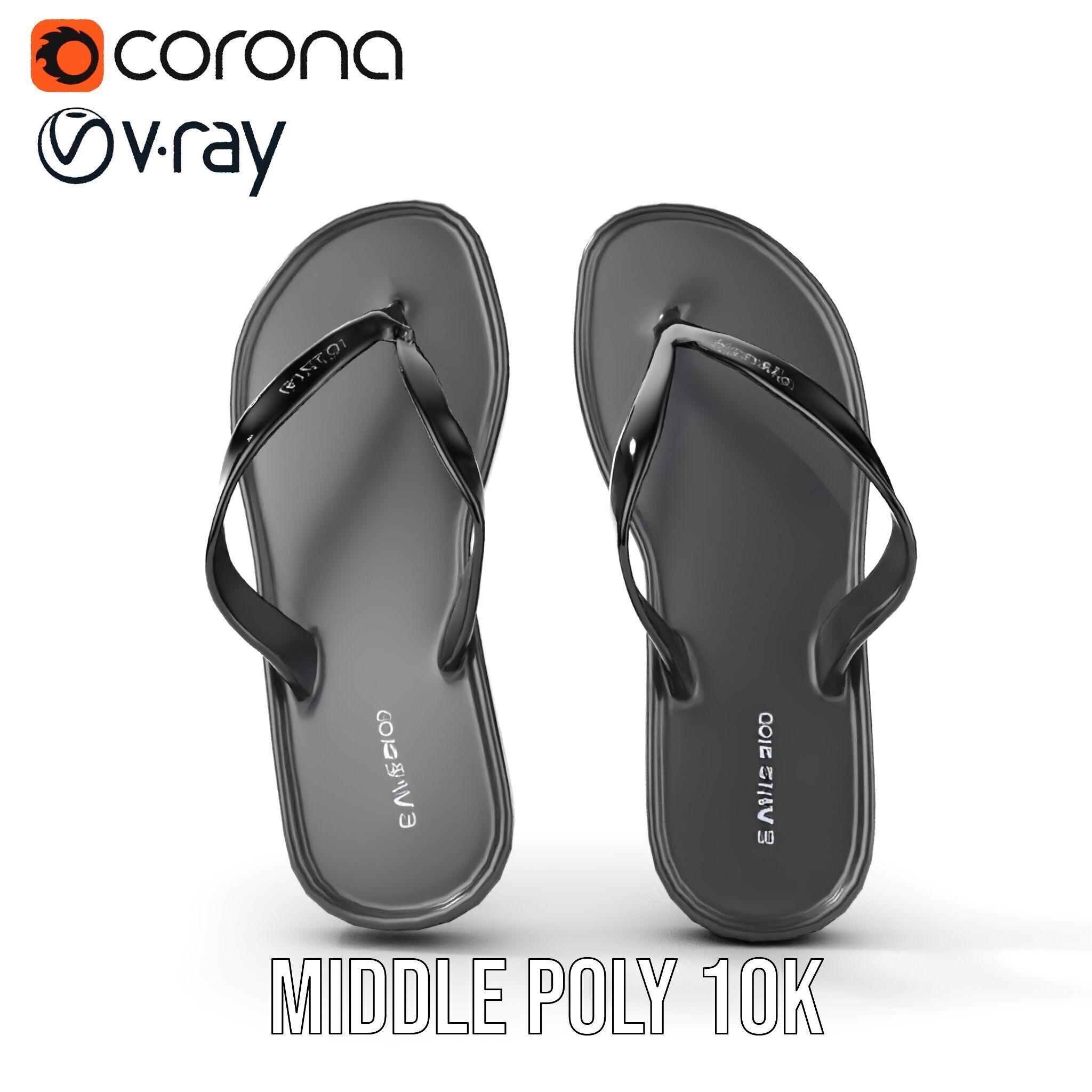 FlipFlop Sandals D Model Pack Low-poly 3D model_15