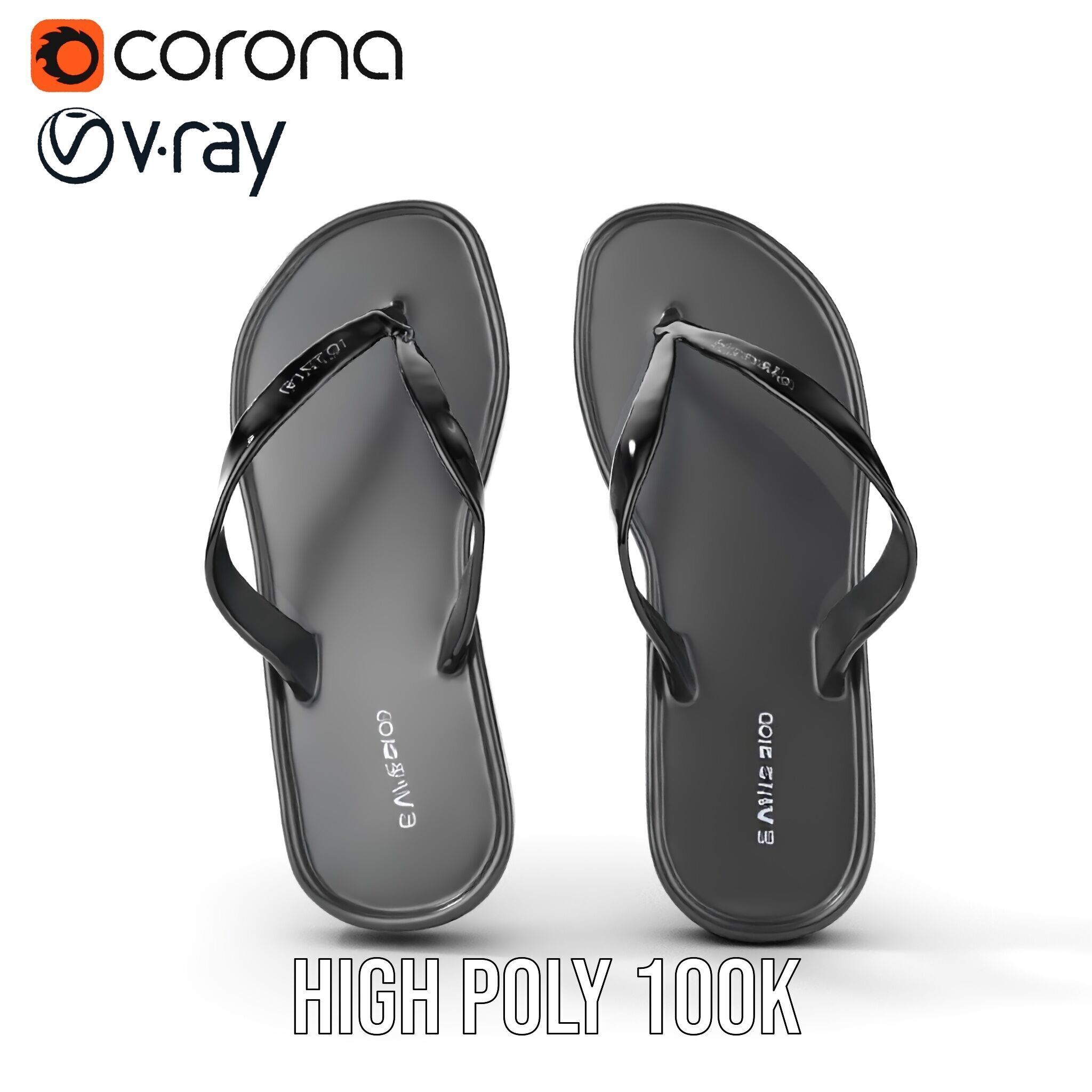 FlipFlop Sandals D Model Pack Low-poly 3D model_37