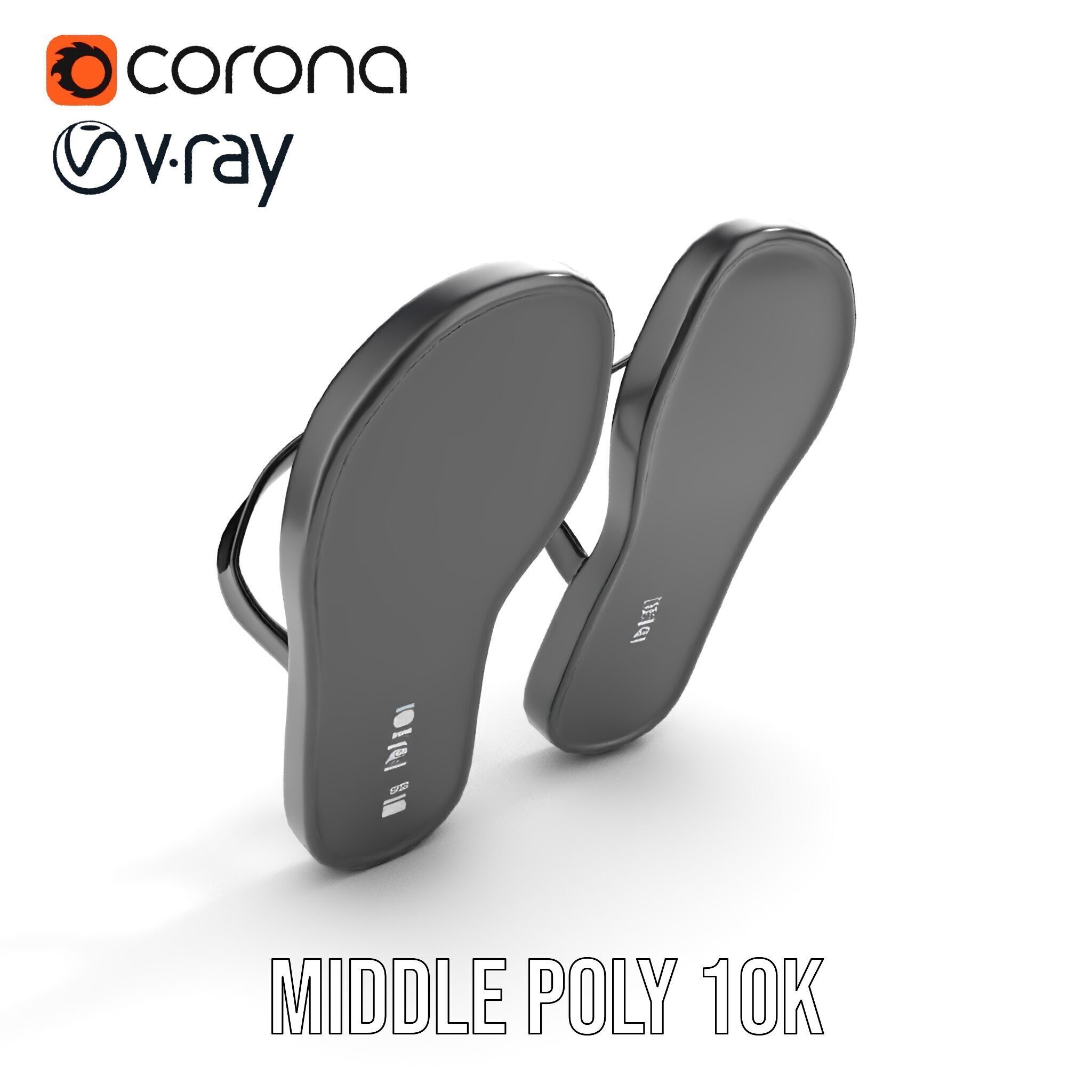 FlipFlop Sandals D Model Pack Low-poly 3D model_9