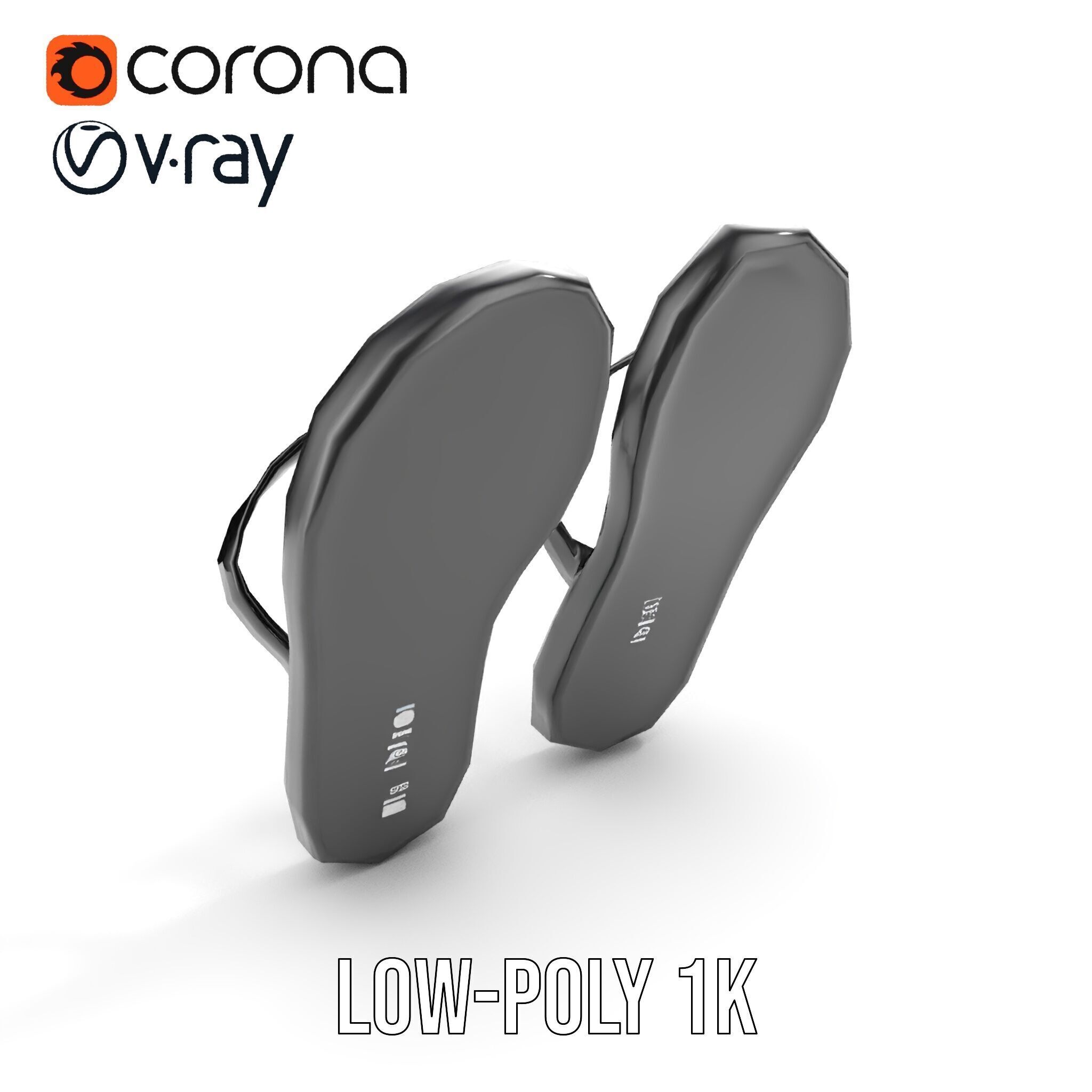 FlipFlop Sandals D Model Pack Low-poly 3D model_13