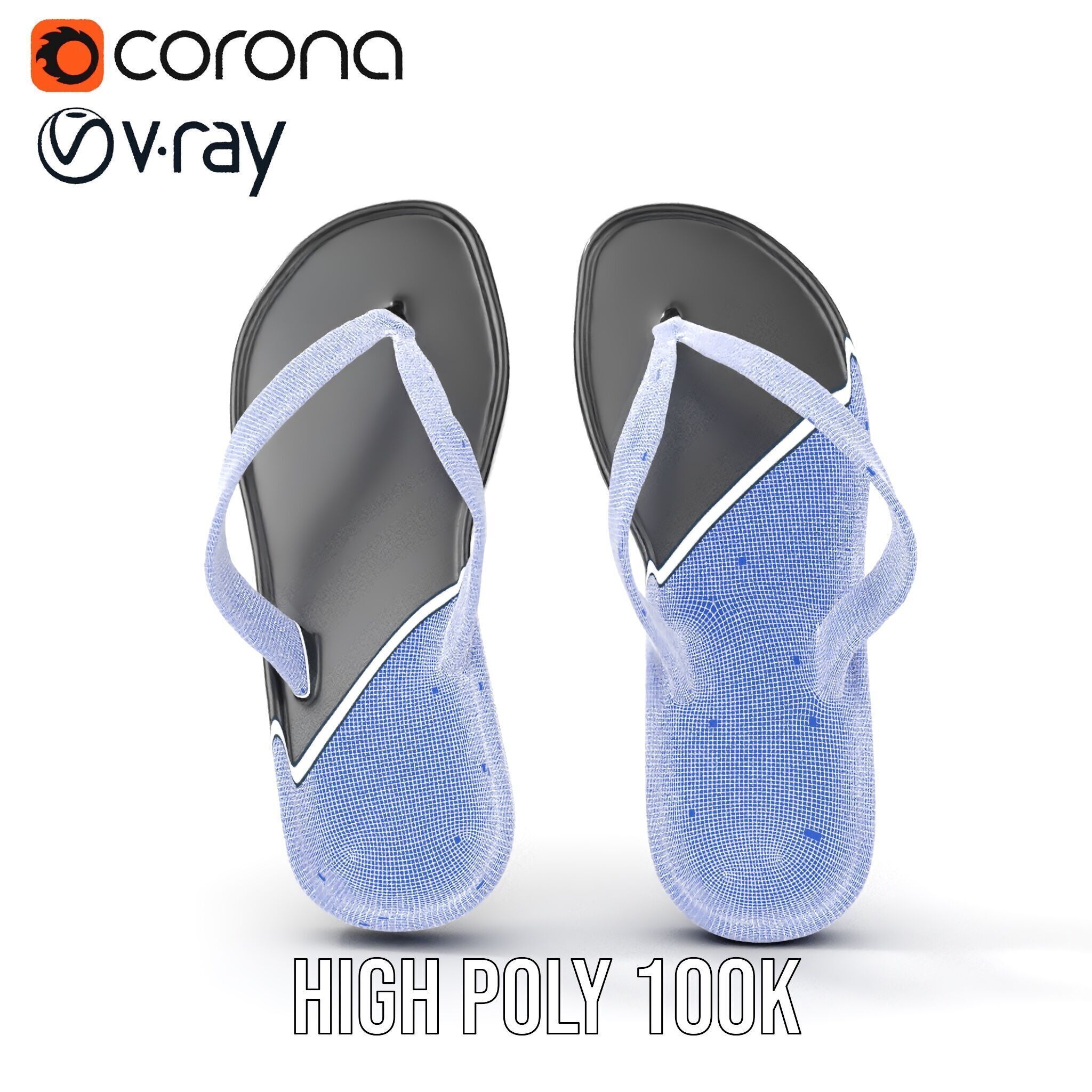 FlipFlop Sandals D Model Pack Low-poly 3D model_36